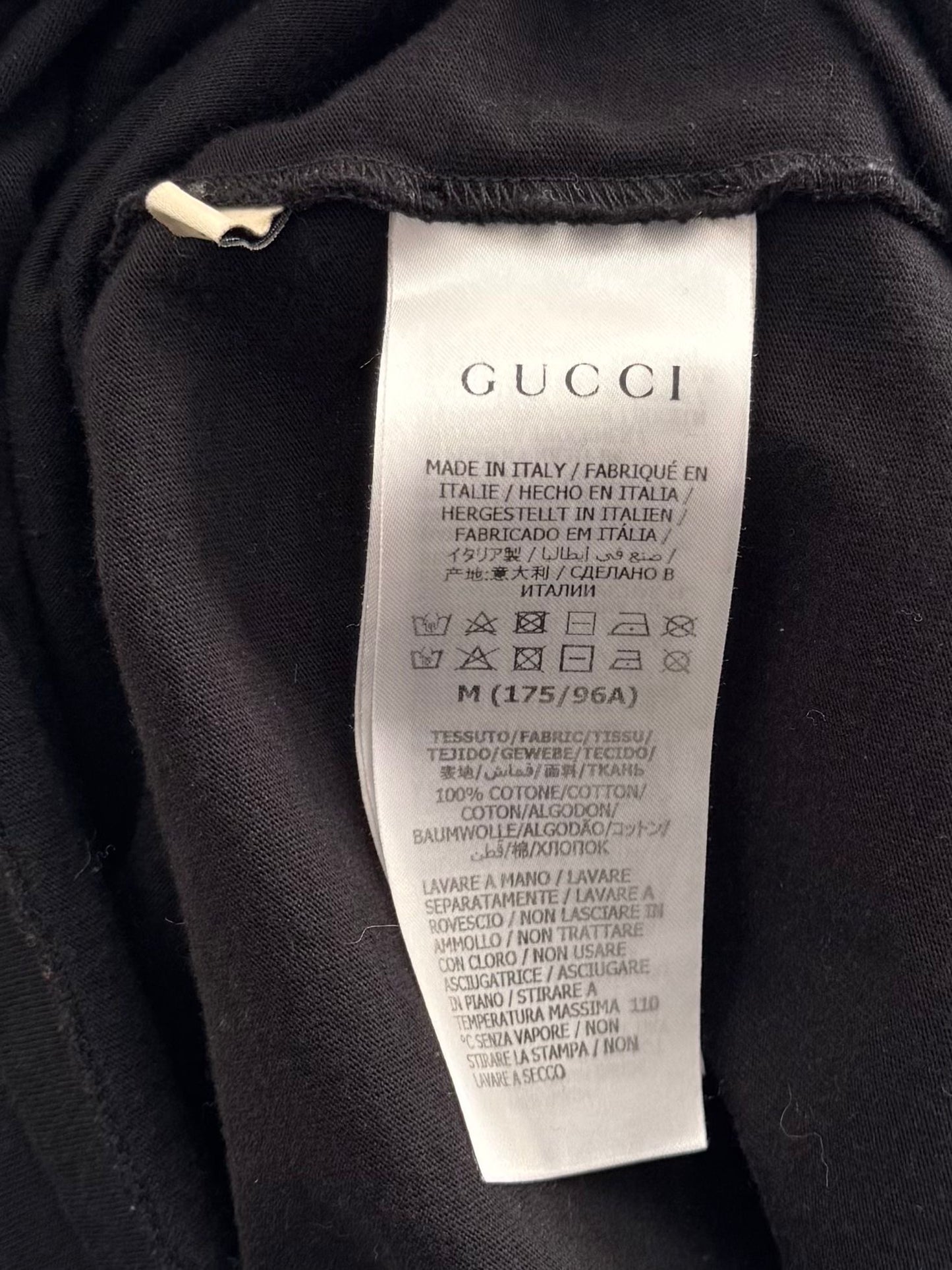 Gucci Black T-Shirt With Iccug Animal Print By Freya Hartas - Size: M (21.5'' PTP)