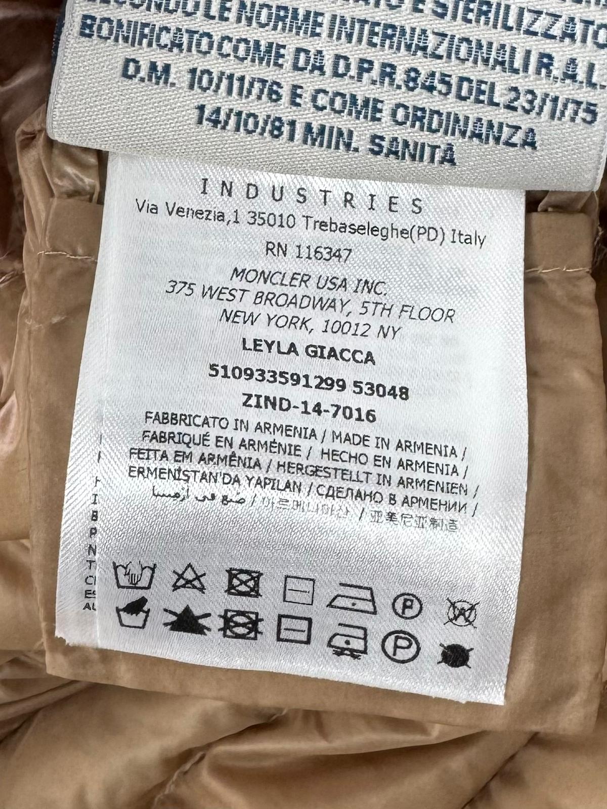 Moncler Leyla Beige Ultralight Padded Jacket - Size 4 - UK 10/12