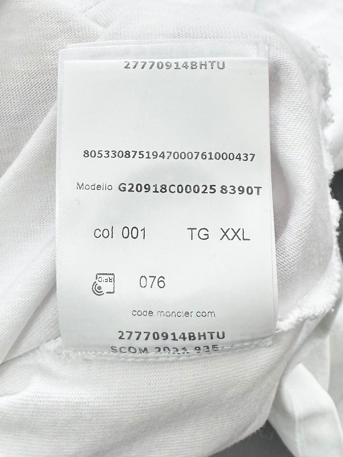 Moncler White Cotton T Shirt - XXL (24''PTP)