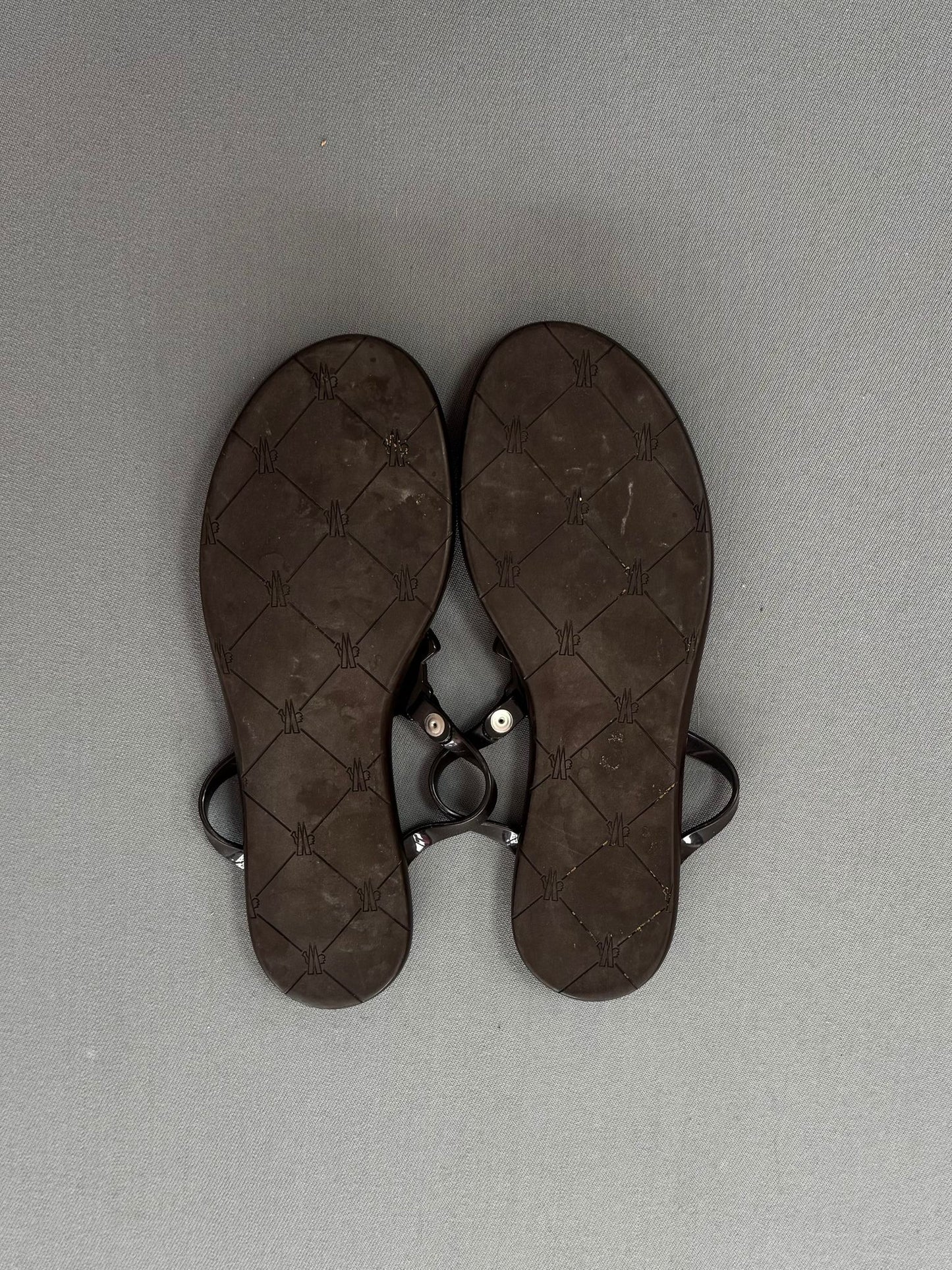 Moncler Brown Leather Sandals - Size: 6 (EU39)