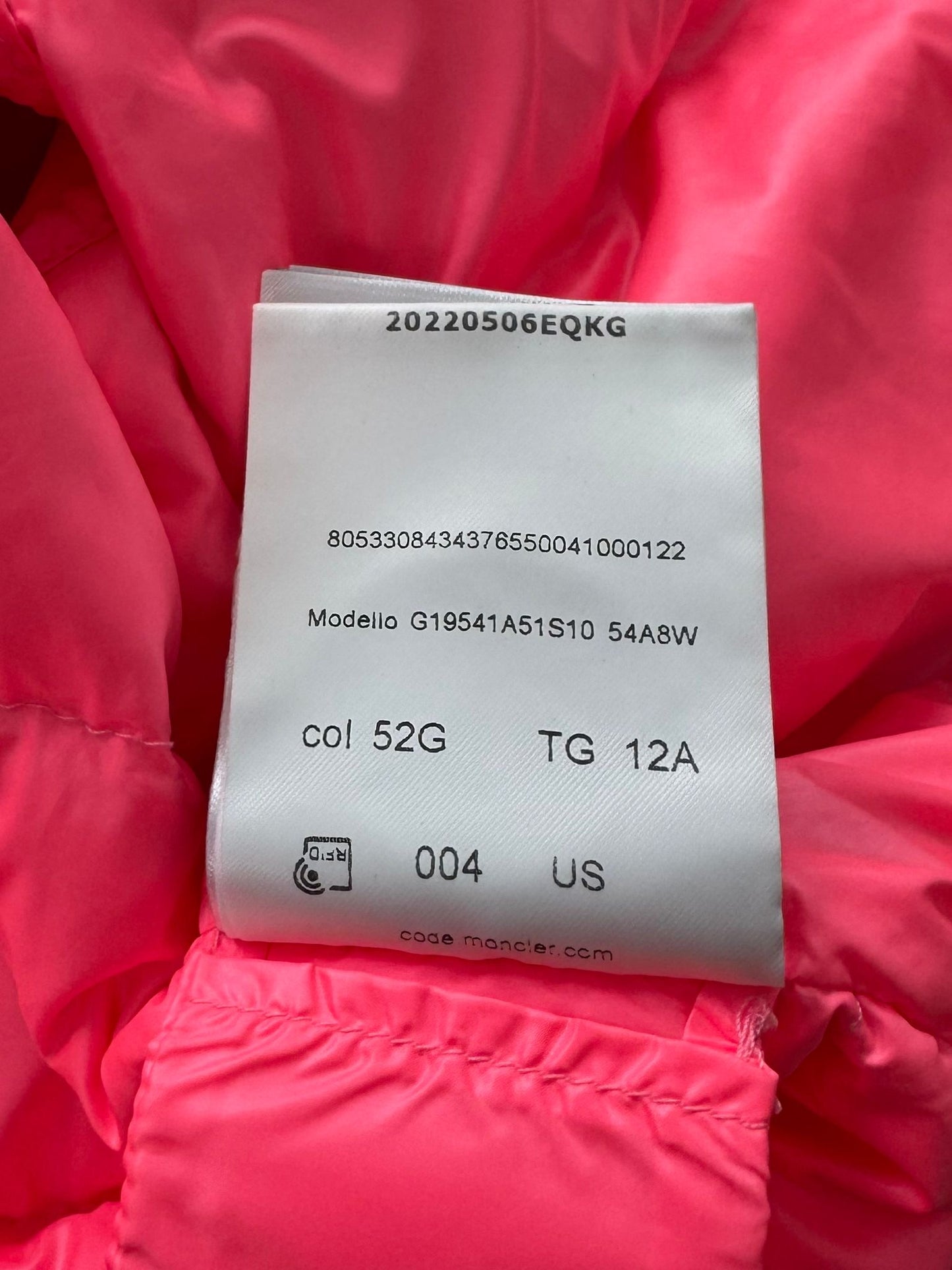 Moncler Bright Pink Photine Jacket - Age 12 (17''ptp)