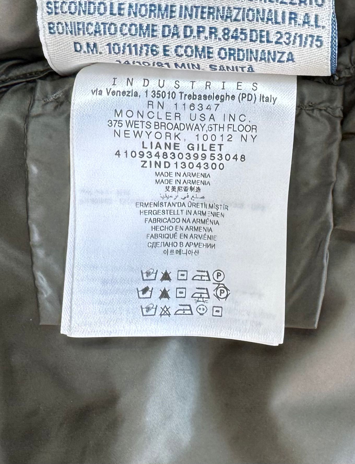 Moncler Liane Gilet In Olive Green - Size 1 (UK8)