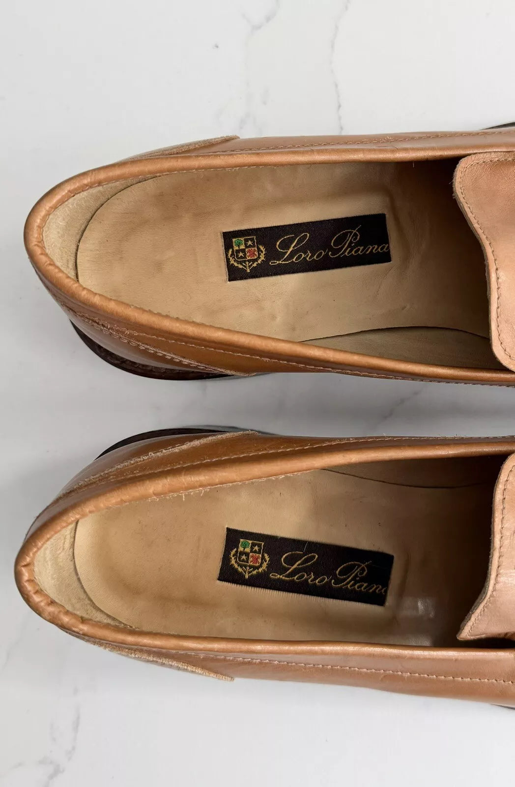 Loro Piana Brown/Tan Leather Loafers - UK 5.5(EU 38.5)