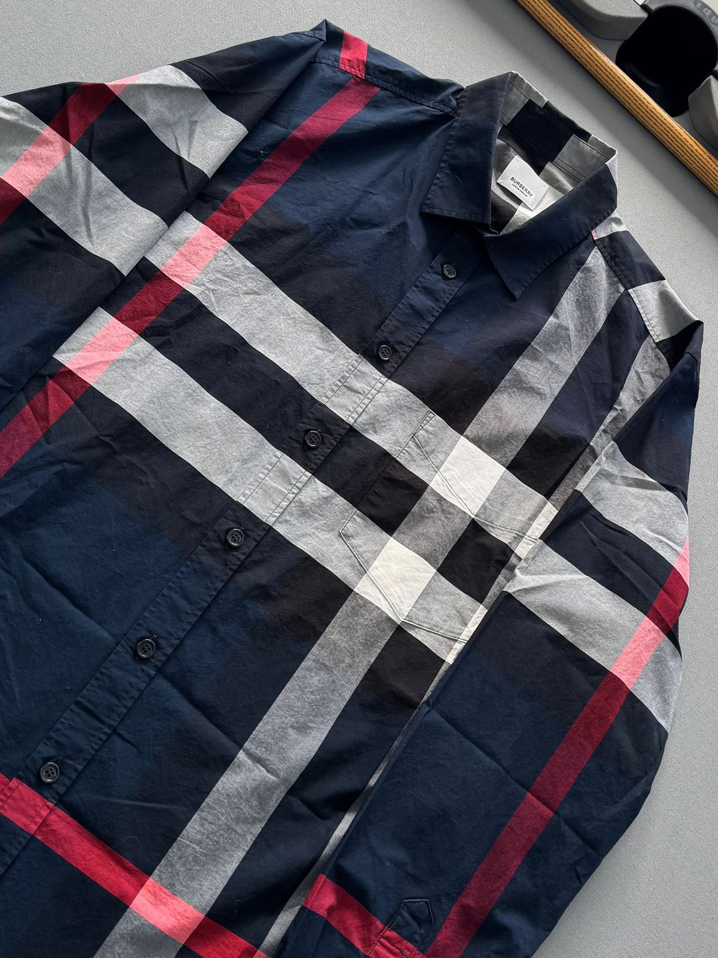 Burberry Navy Somerton Long Sleeve Check Shirt - Xtra Large (23''ptp)