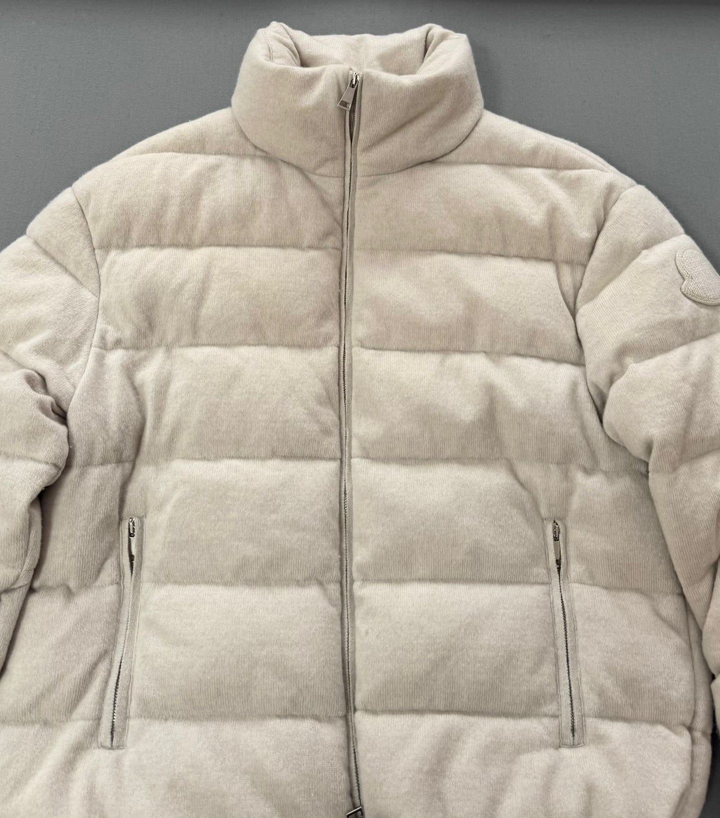 Moncler Beige Cayeux Wool Blend Down Jacket - Size 2 (UK10-12)