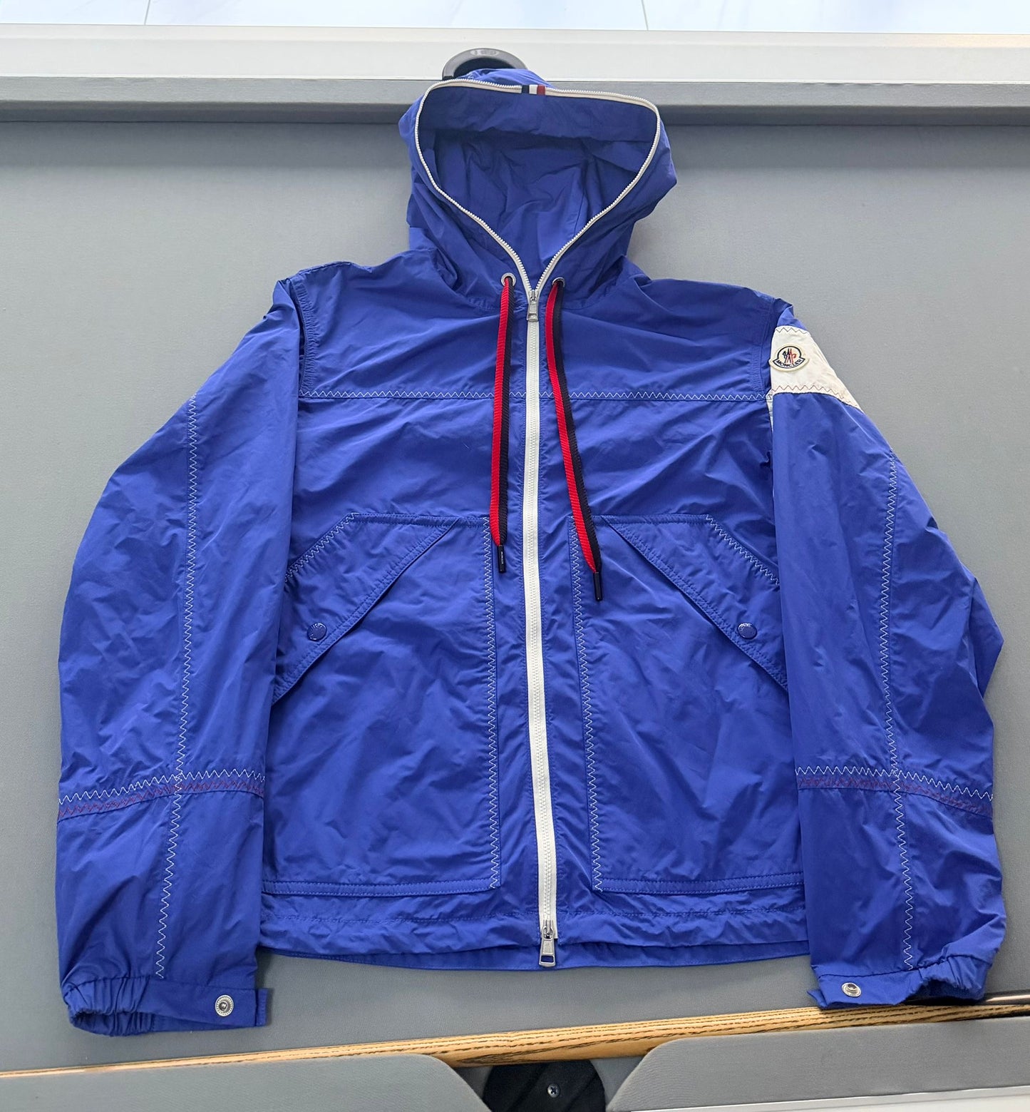 Moncler Blue Fujio Logo-Appliquéd Shell Hooded Jacket - Size 3 (24''ptp)