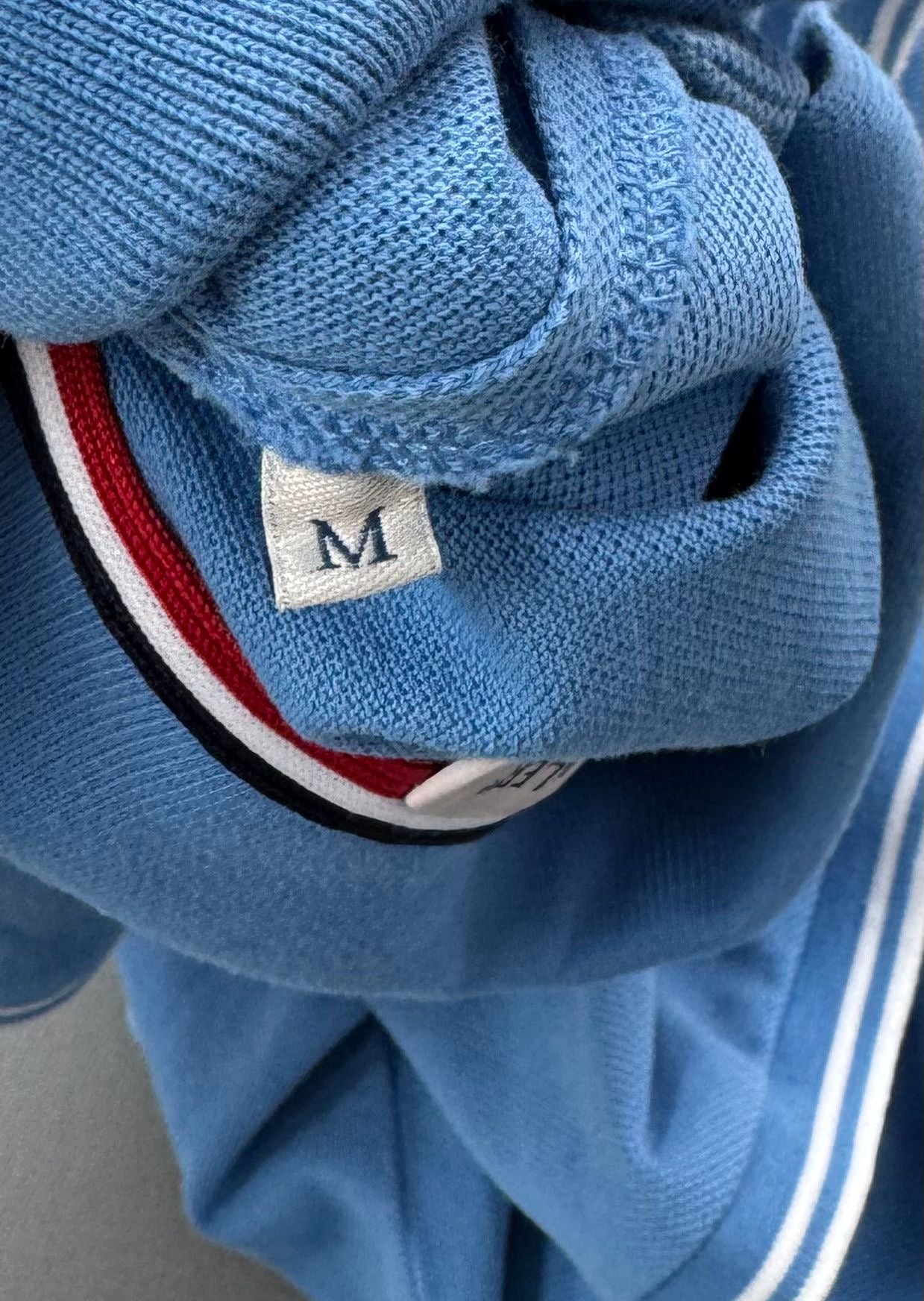 Moncler Blue Polo T-shirt - Medium (19.5”PTP)