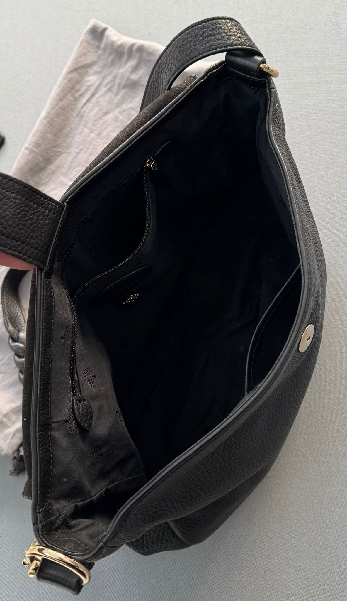 Mulberry Daria Satchel Shoulder Bag In Black Leather With Gold Hardware