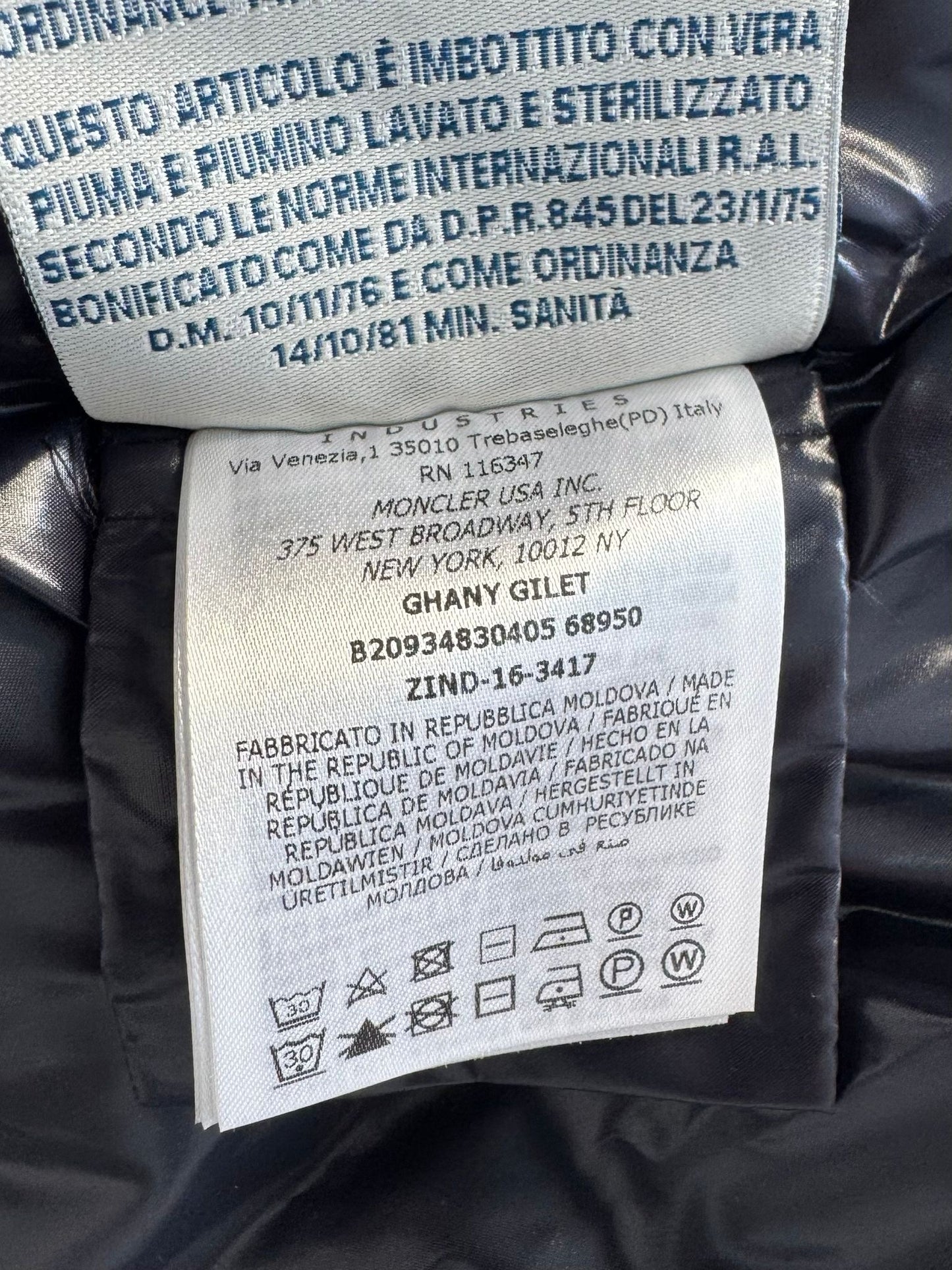 Moncler Ghany Navy Gilet - Size: 2 UK 10 (19''ptp)
