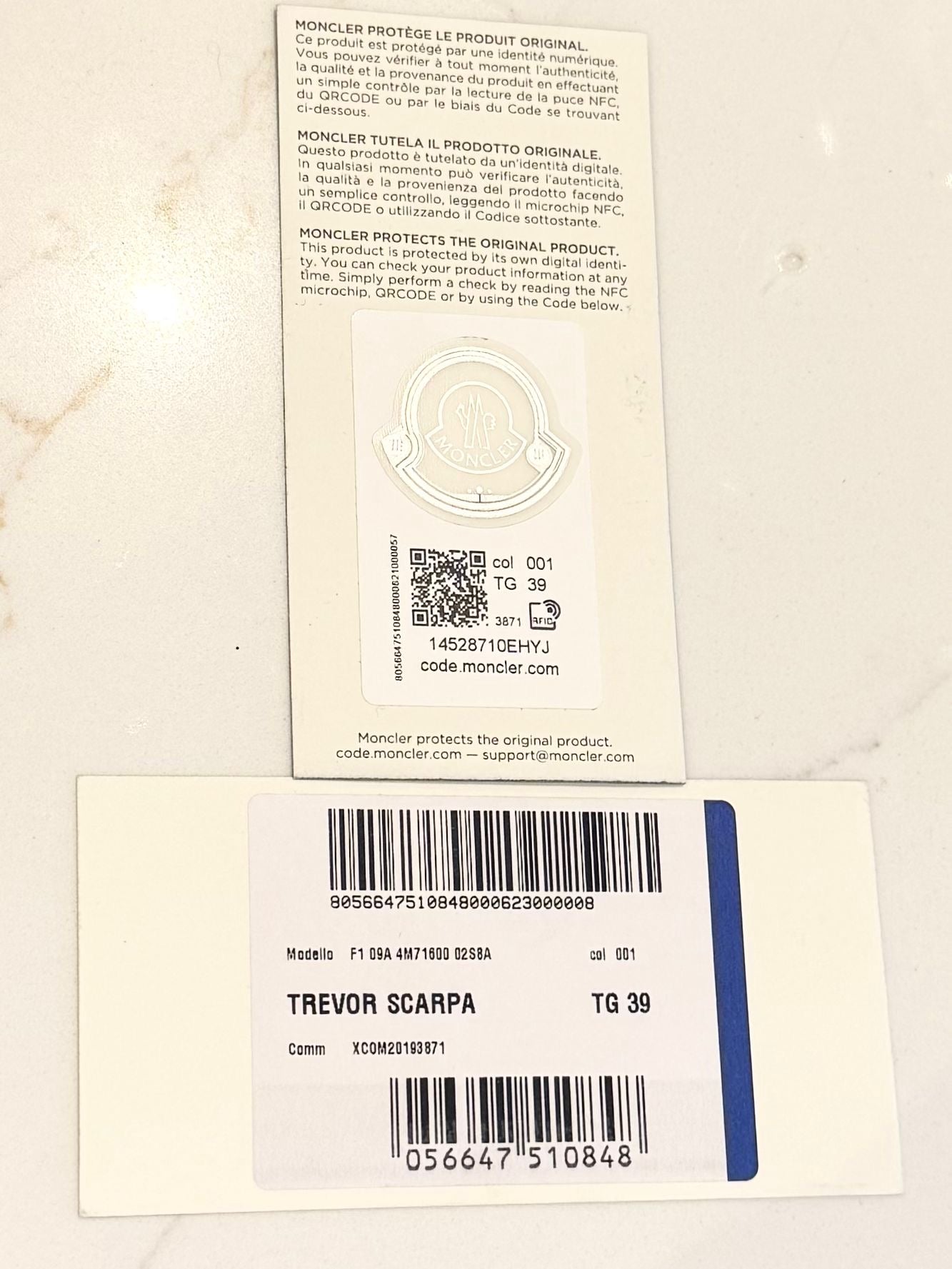 Moncler White & Grey Trevor Trainers - Size: 6 (EU39)