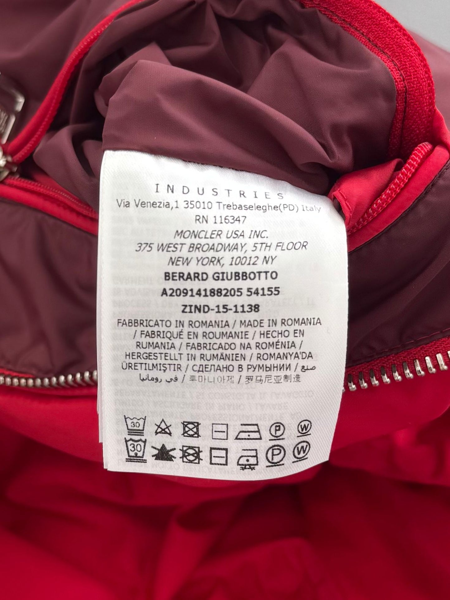 Moncler Red Bernard Jacket - Size 3 (23'' ptp)