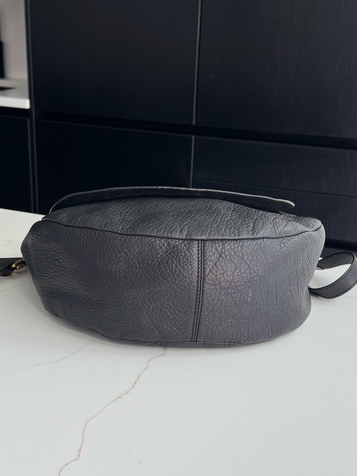 Mulberry Effie Satchel in Black Spongy Pebbled Leather