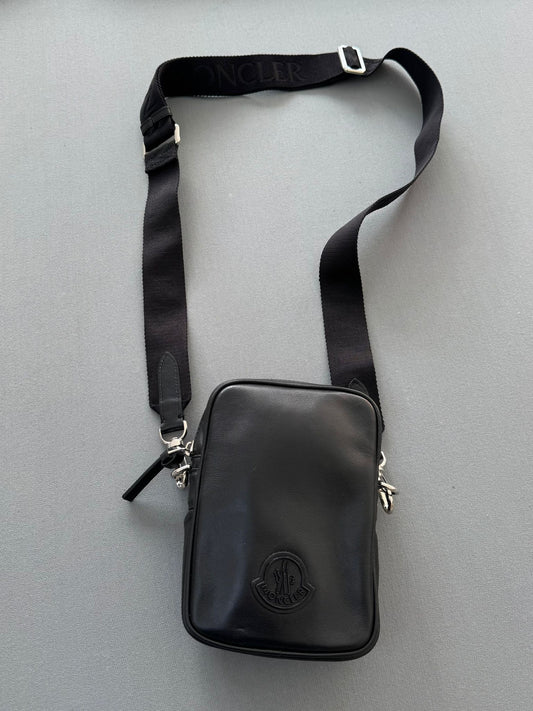 Moncler Mini Black Leather-Trimmed Crossbody Bag