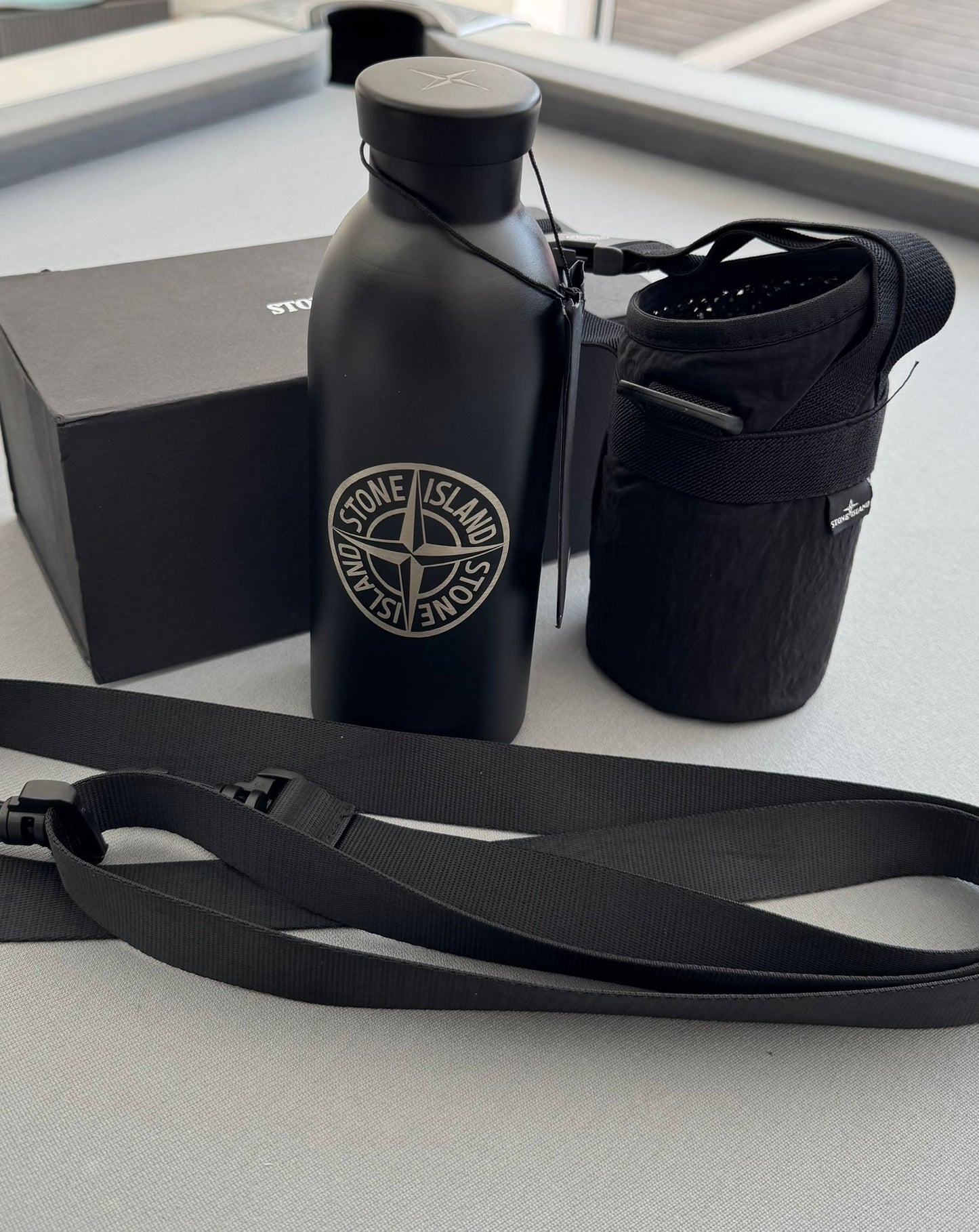 Stone Island X 24 Nylon Metal Black Stainless Steel Flask Water Bottle