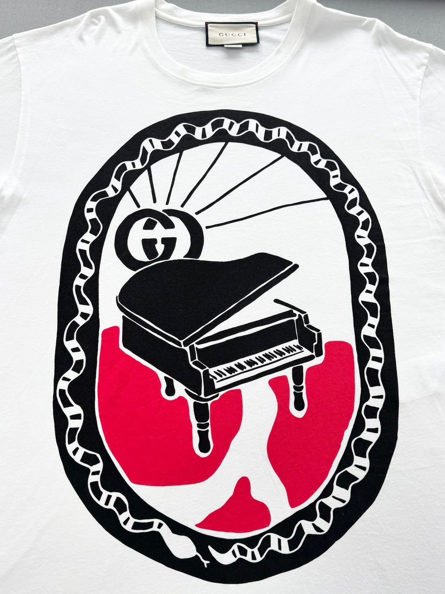 Gucci White Piano T-Shirt - Medium (22.5''ptp)