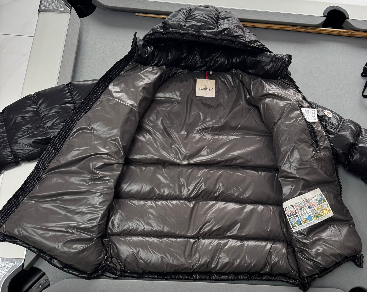 Moncler Maya Hooded Short Down Jacket In Black - Size: 6 (26'' ptp)