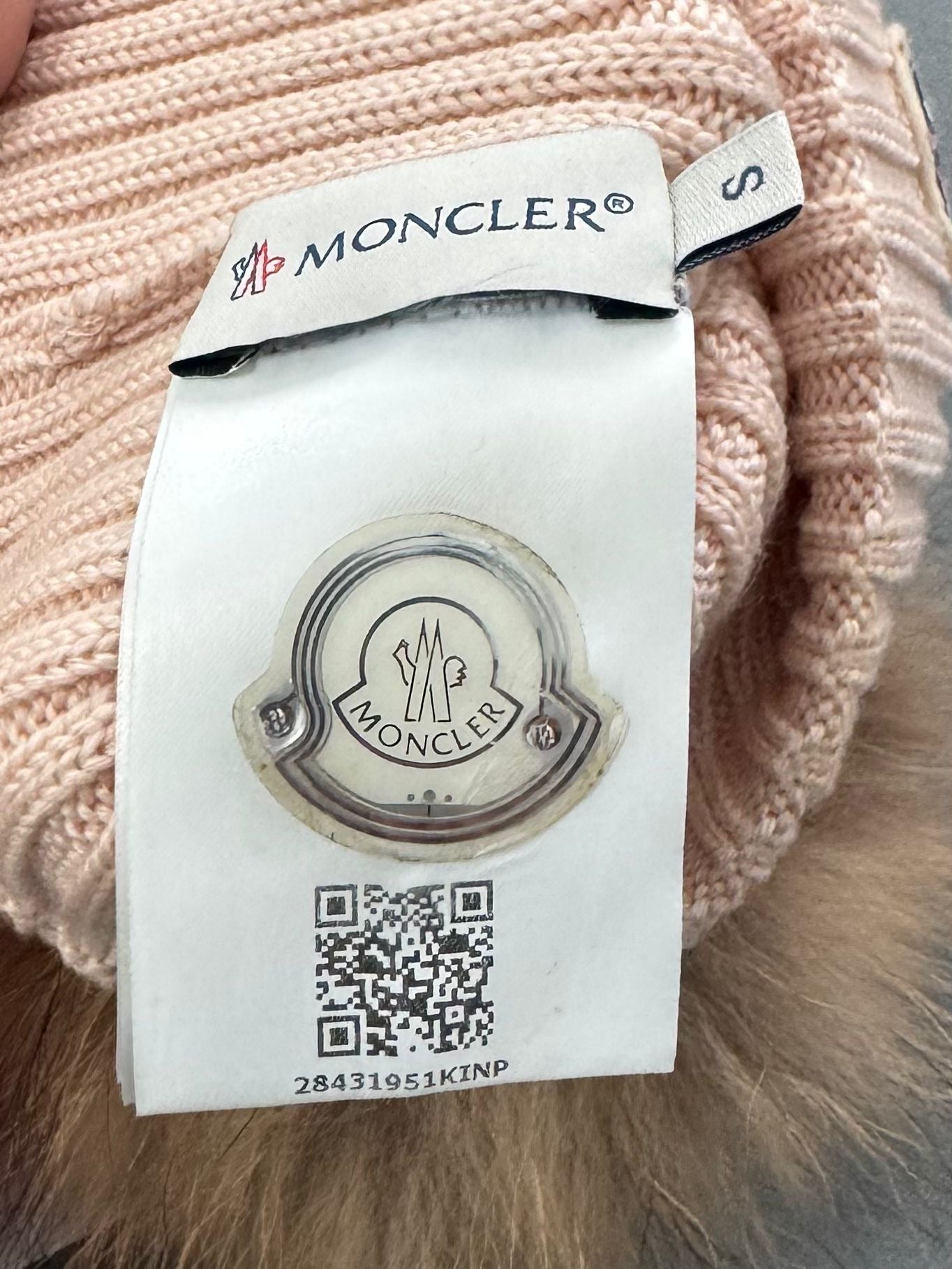 Moncler Light Pink Ribbed Knitted Wool Pink Pom Pom Beanie