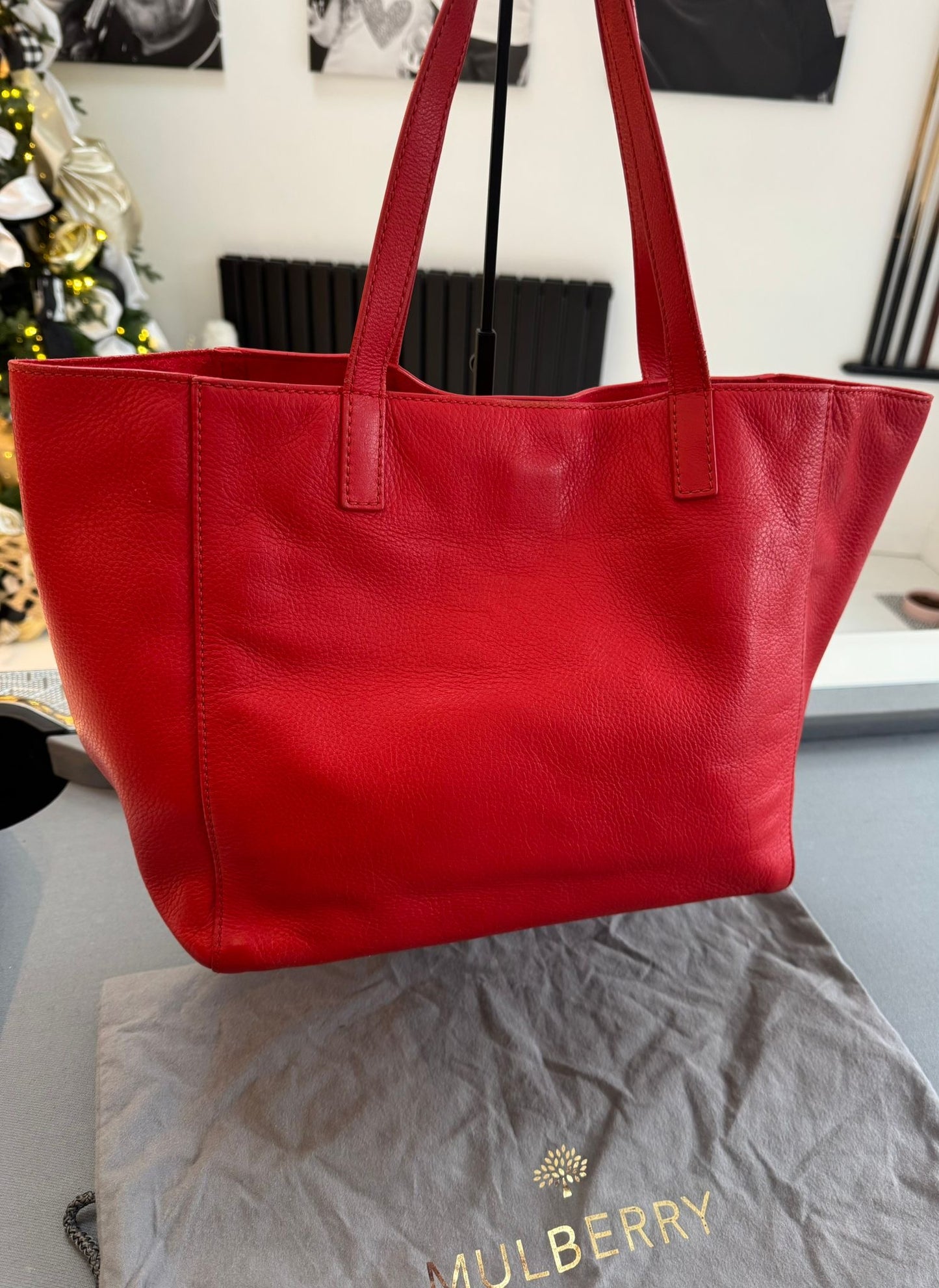 Mulberry Leather Tessie Tote in Poppy Red