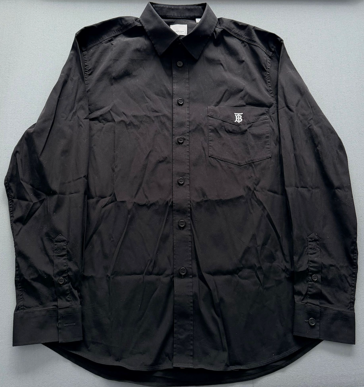 Burberry Black Logo-Embroidered Long Sleeved Shirt - XL (24''PTP)