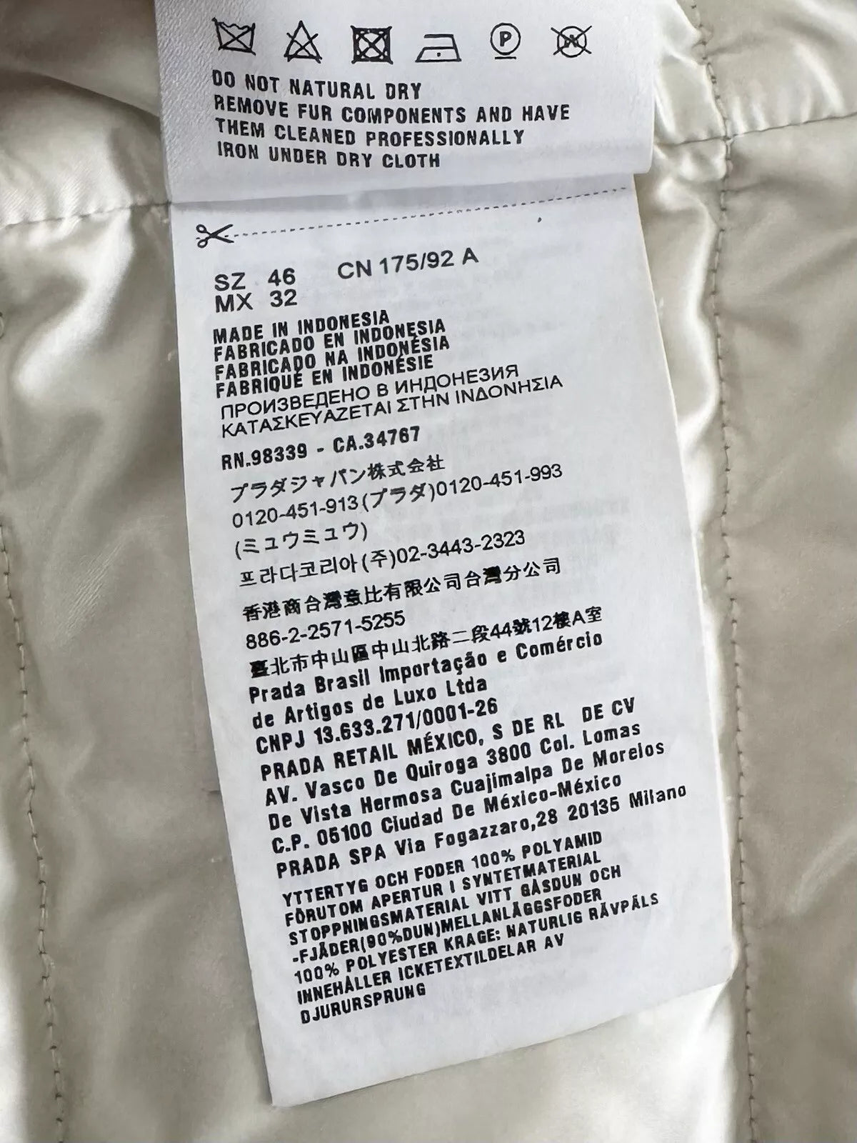 Prada Ladies Steel Grey/Silver Down Puffer Jacket-Size 46 EU-UK 10-12