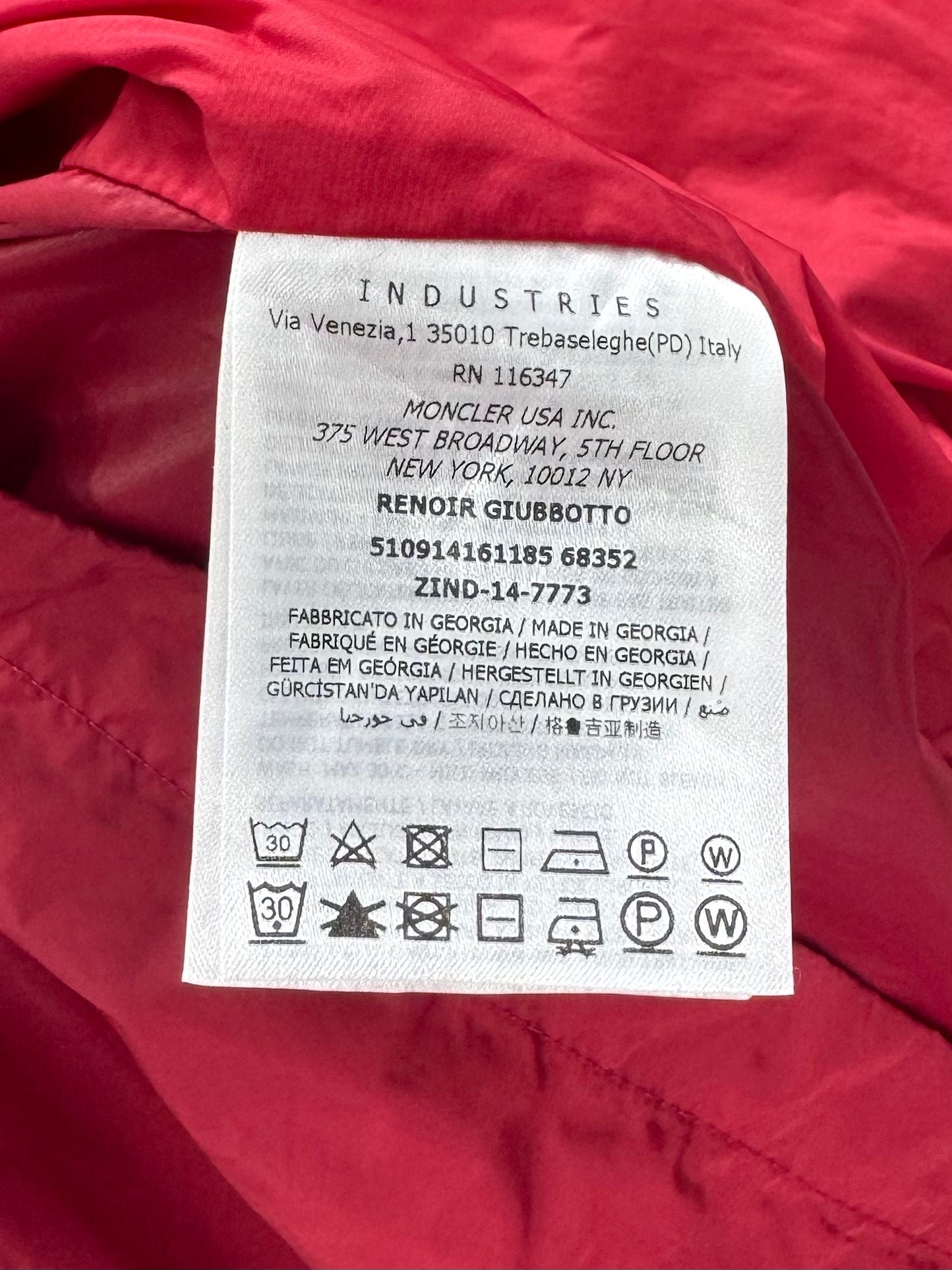 Moncler Red Renoir Jacket - Size 6 - PTP 26” - Fits XL / XXL