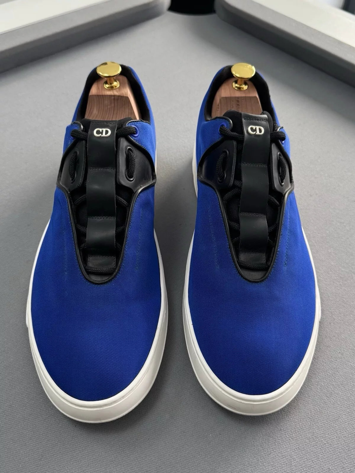 Dior Blue Canvas Runners B17 Lace Up Trainers - Size UK 11 (EU 45)