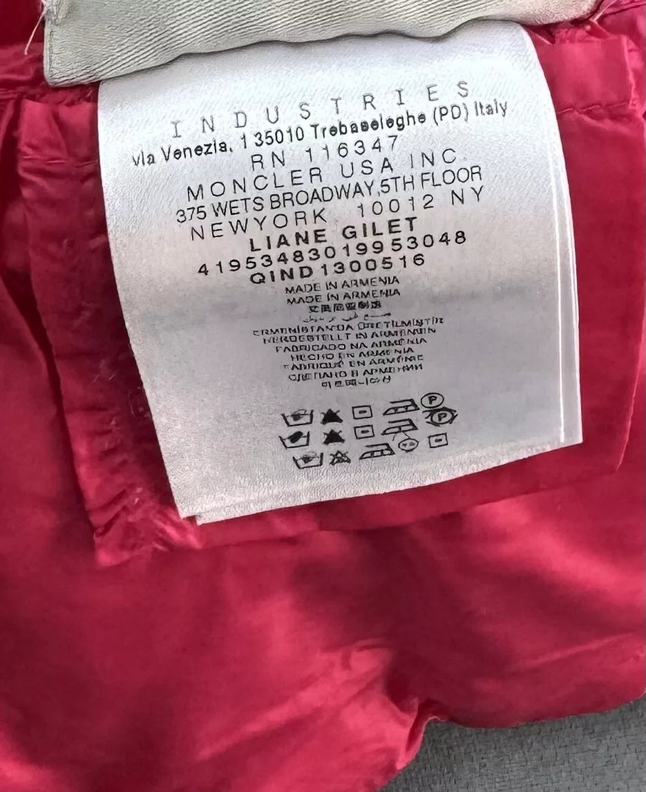 Moncler Pink Down Padded Liane Gilet - Age 12 (16” PTP)