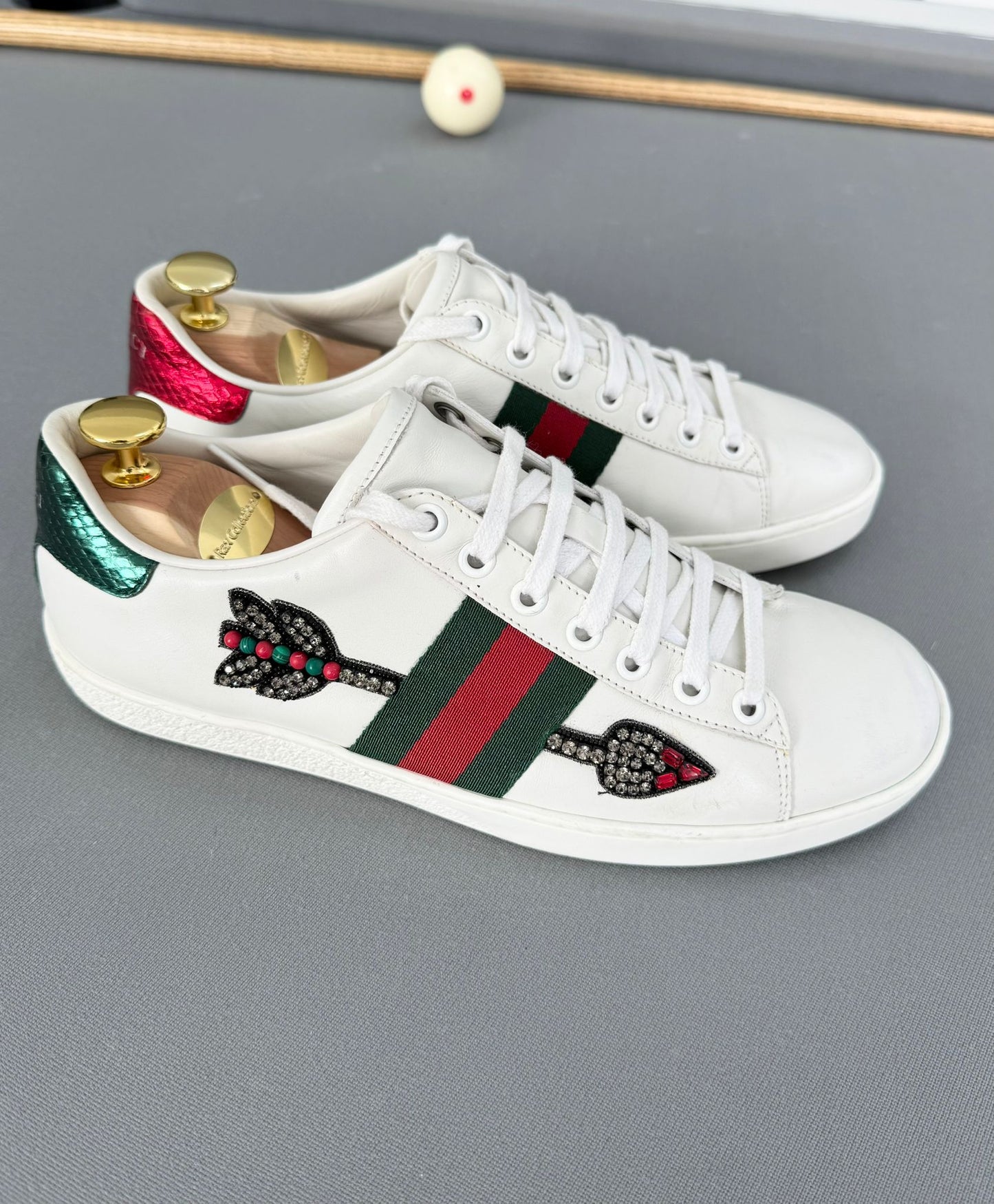 Gucci Ace Diamanté Arrow Trainers, Size 4 EU 37 - Authentic