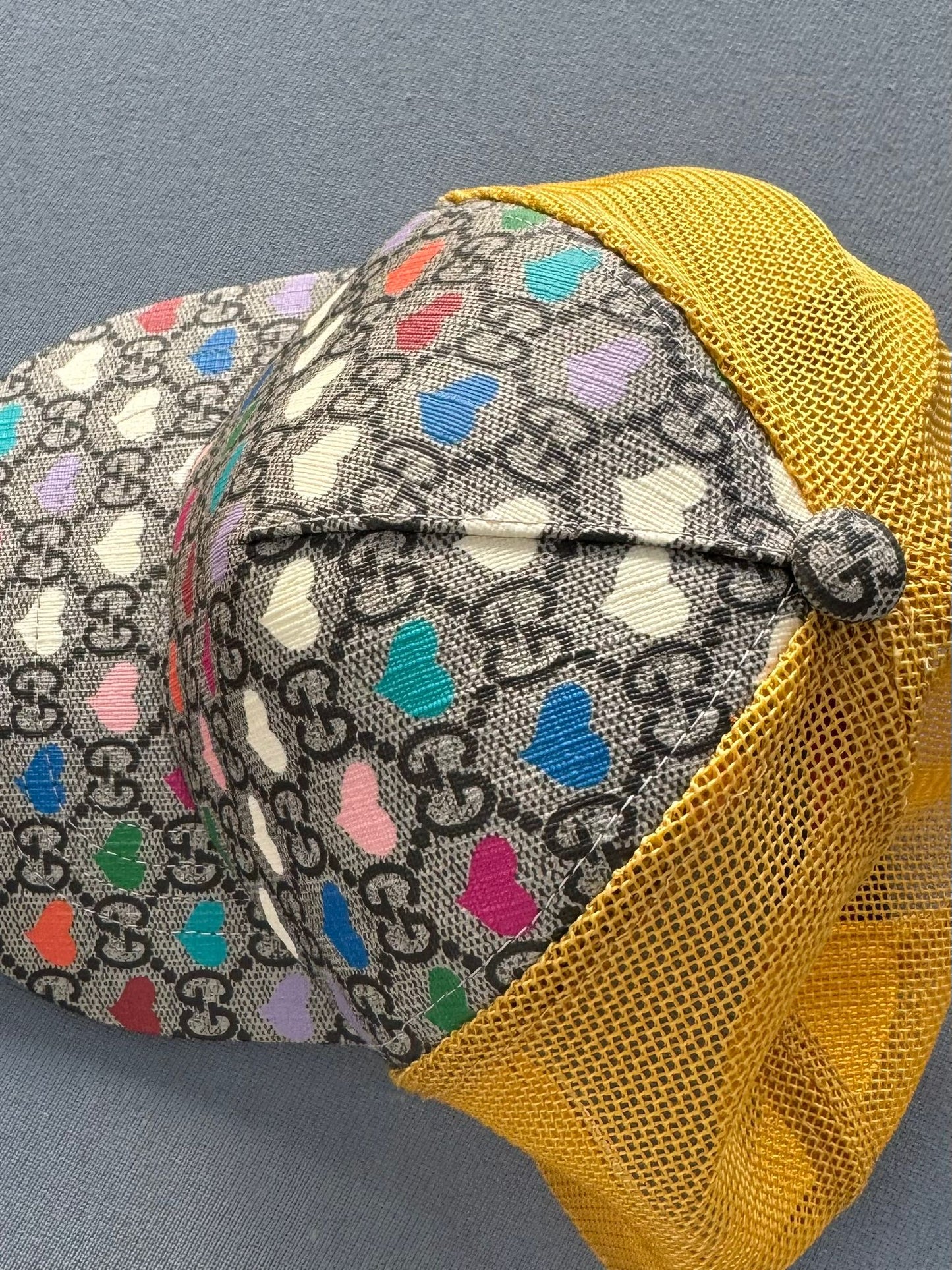 Gucci Kids' GG Heart Baseball Cap In Yellow - Size: M (54cm) Age 7-9