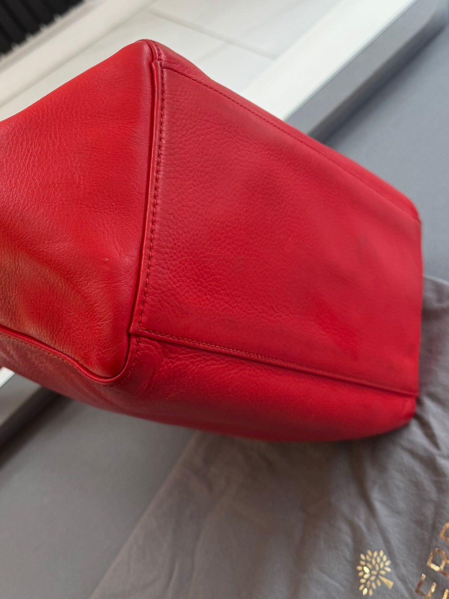 Mulberry Leather Tessie Tote in Poppy Red