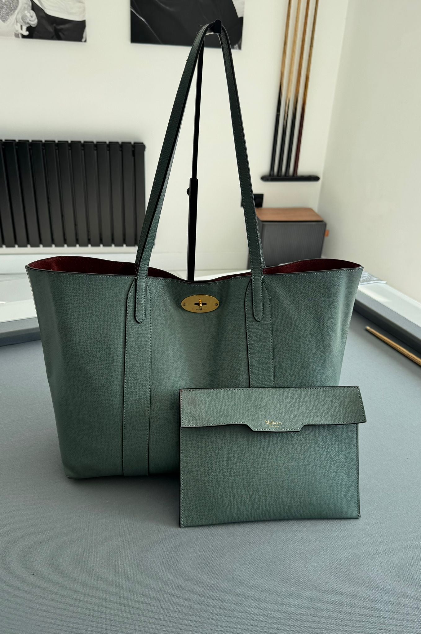 Mulberry Bayswater Tote In Antique Blue With Gold Hardware - Limited Edition