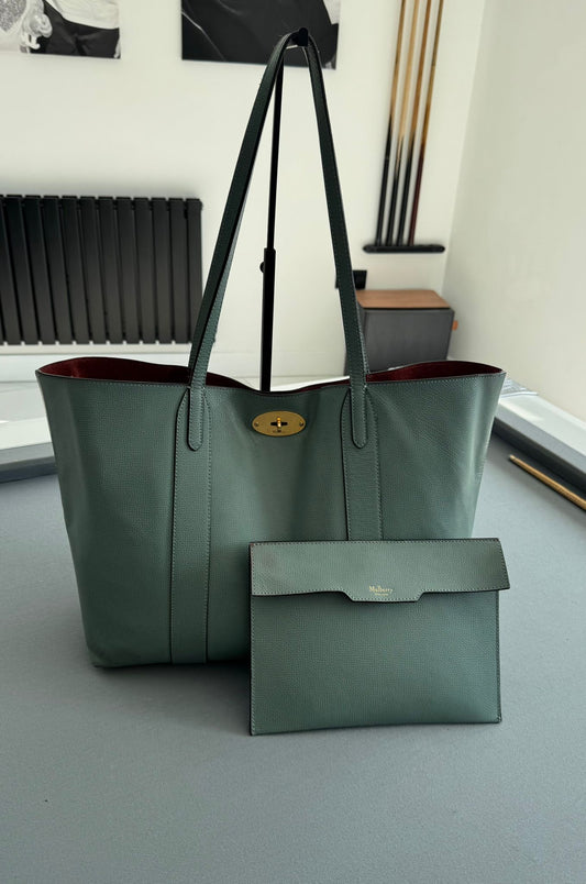Mulberry Bayswater Tote In Antique Blue With Gold Hardware - Limited Edition