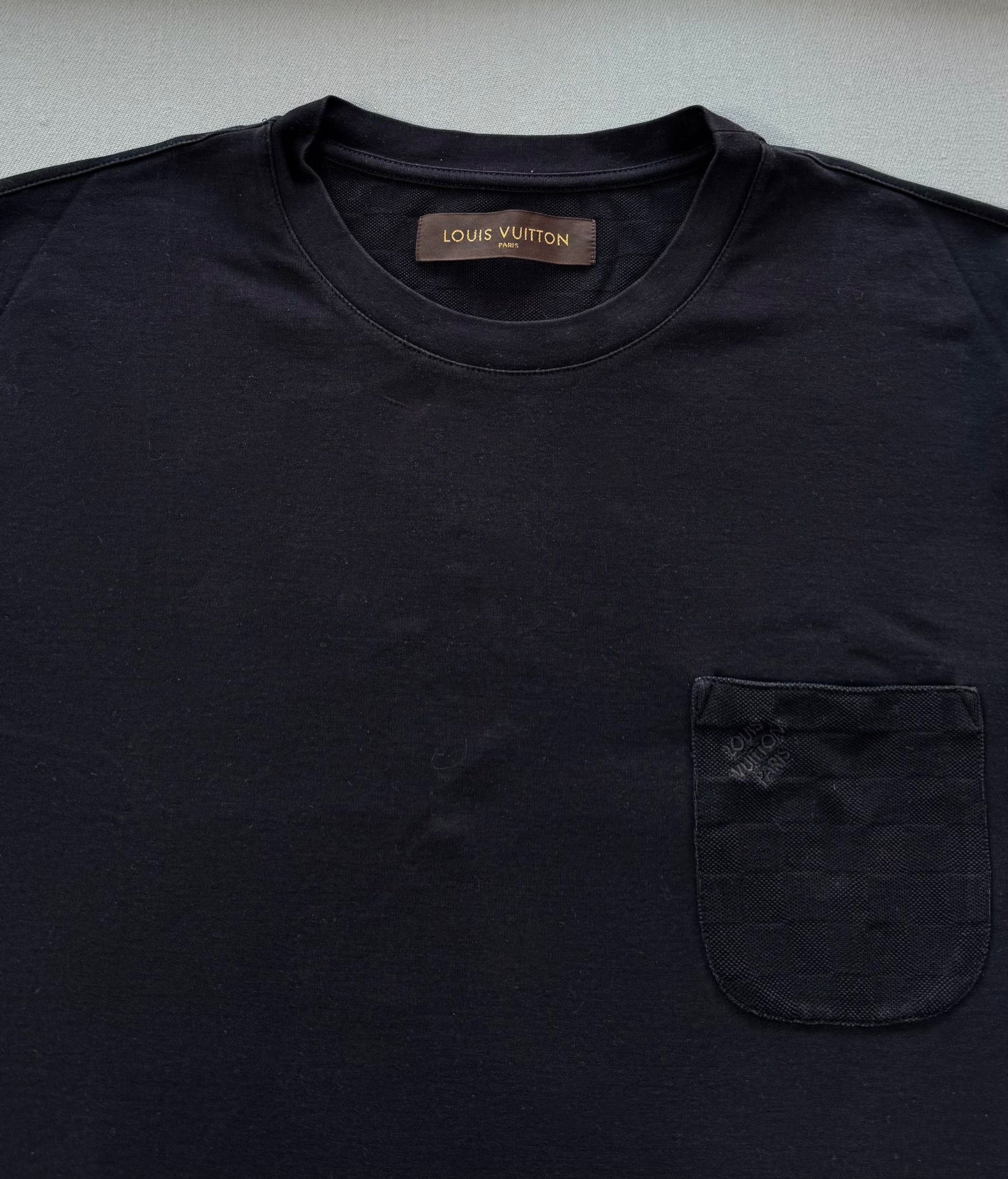 Louis Vuitton Black Half Damier Pocket T Shirt - XL (21.5'' PTP)