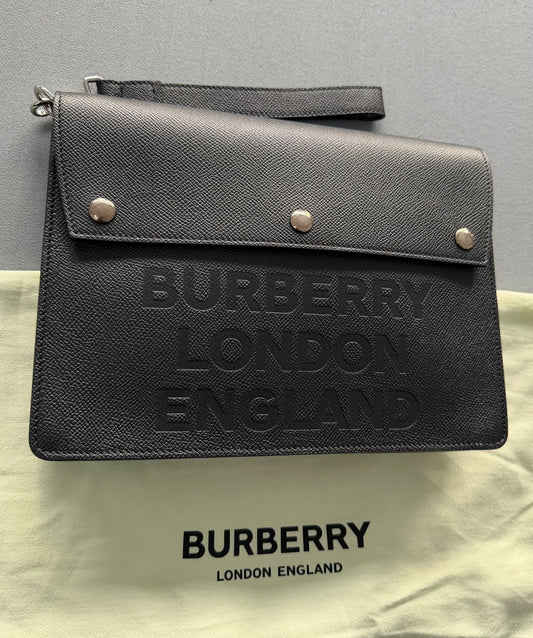 Burberry Black Embossed Leather Clutch Pouch – Authentic UK | Westin High End