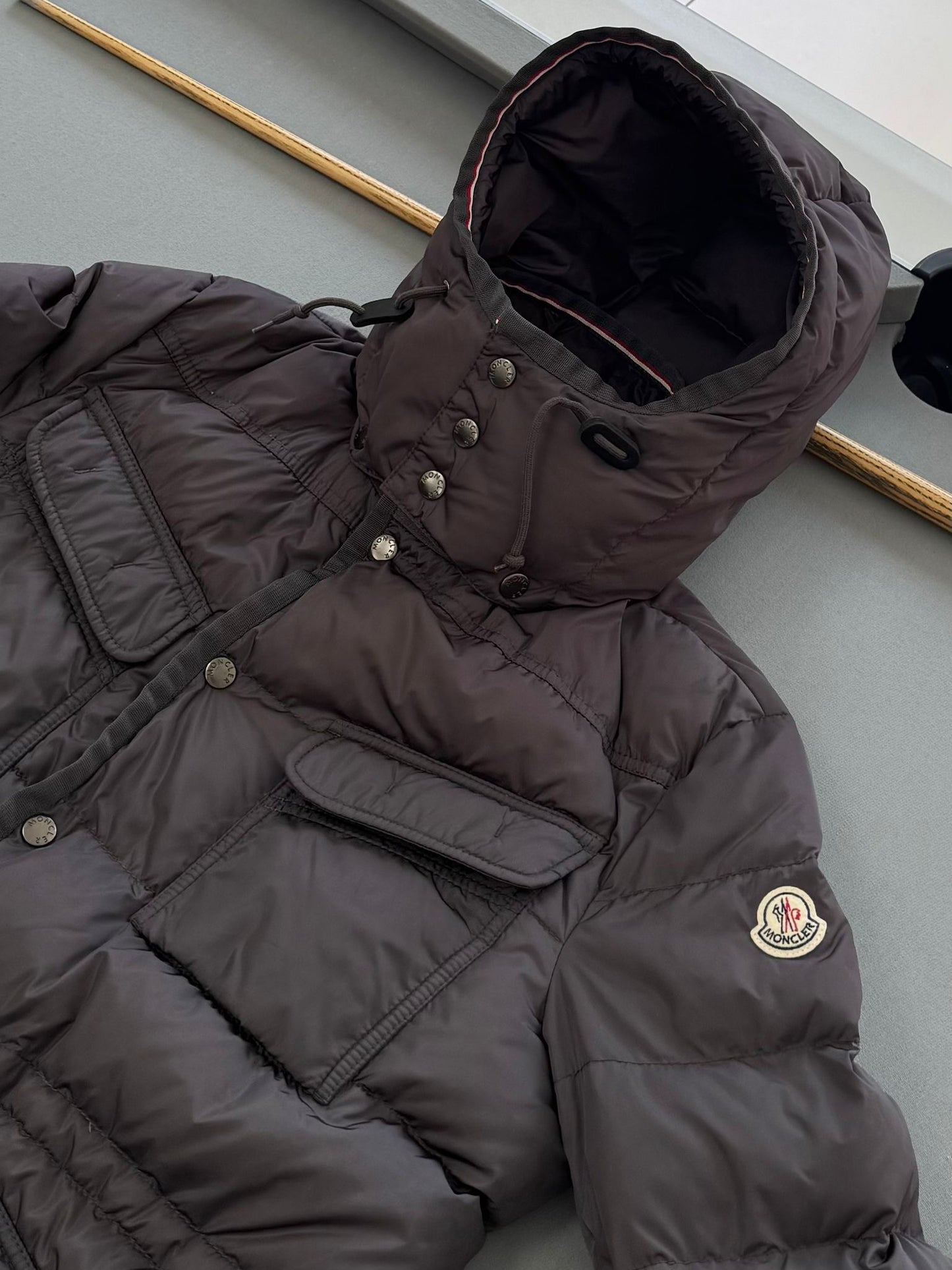 Moncler Millais Grey Down Jacket - Medium - Size 2 (22''ptp)