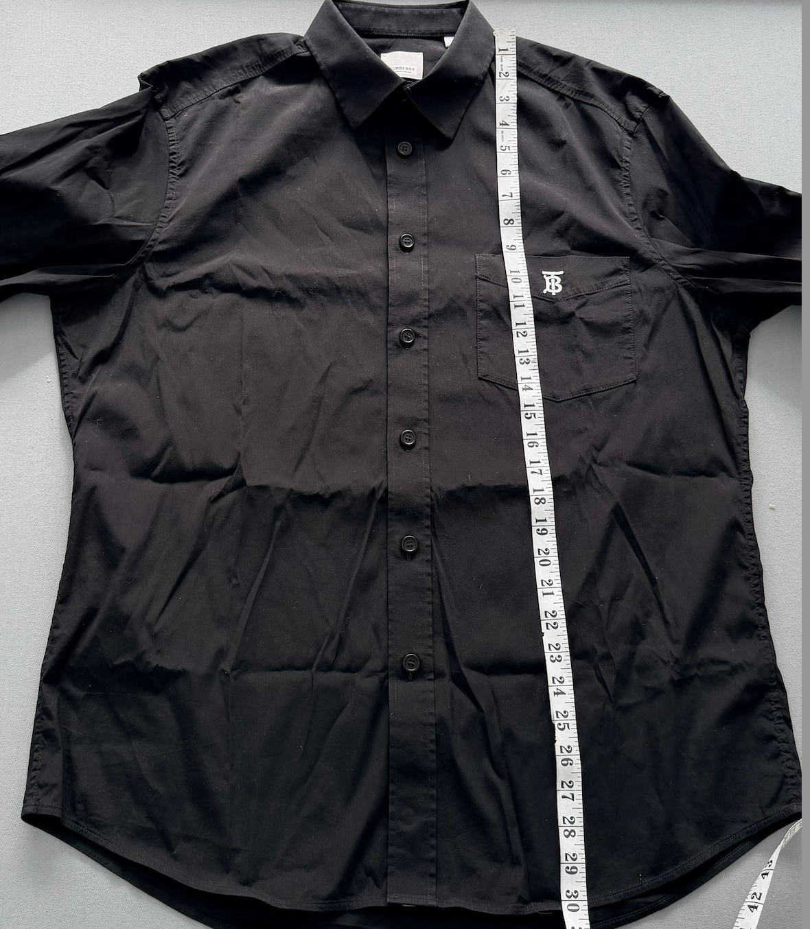 Burberry Black Logo-Embroidered Long Sleeved Shirt - XL (24''PTP)