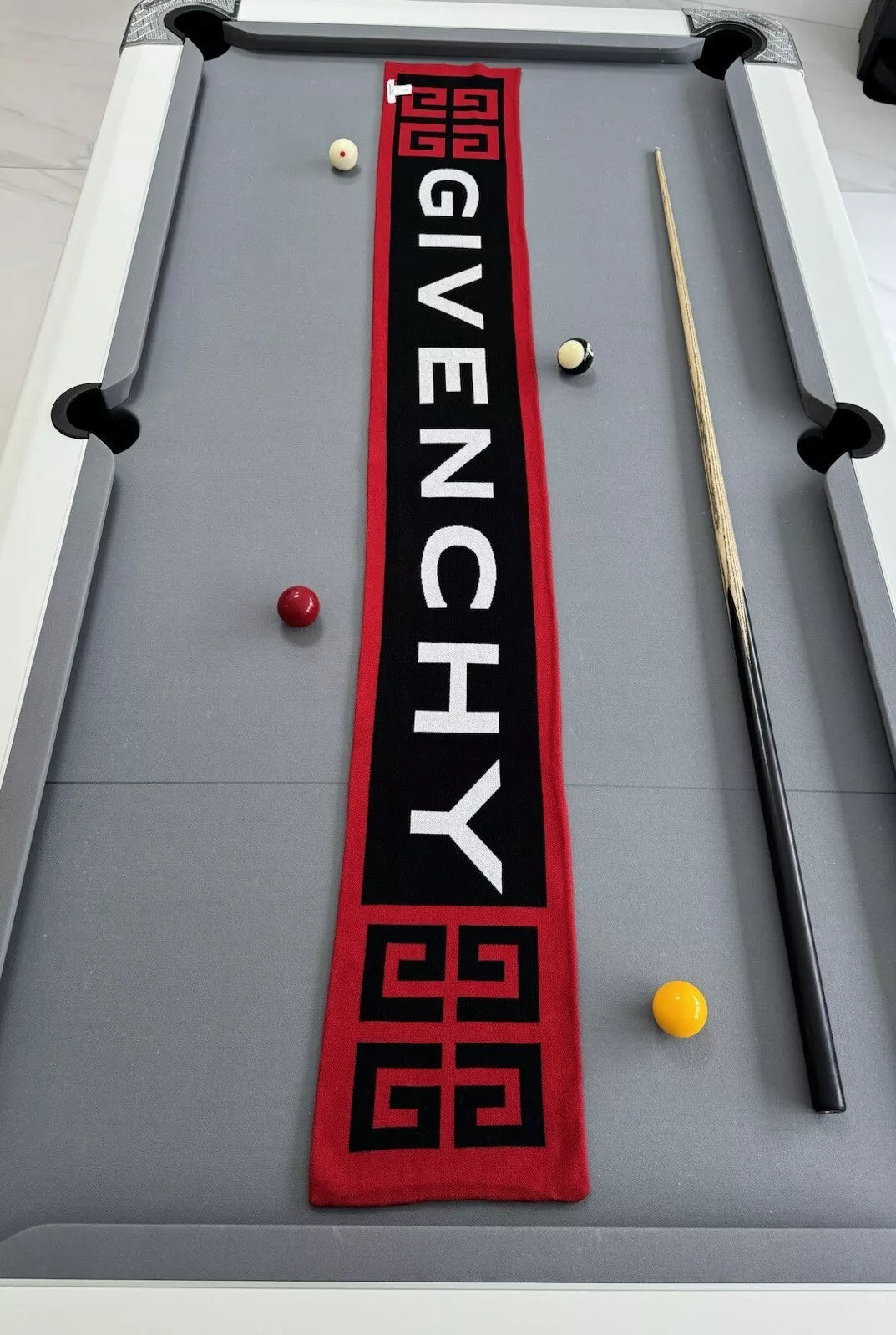 Givenchy Black & Red Logo Scarf