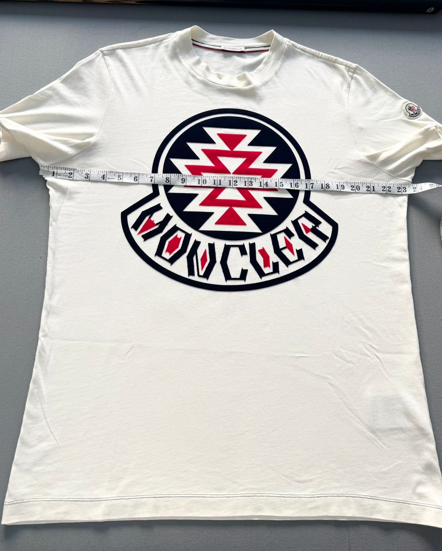 Moncler Off White Navajo Logo T-Shirt - Size: Medium (23.5''ptp)