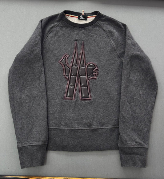 Moncler Grenoble Dark Grey Nylon Logo Sweatshirt - Size: XL (22''ptp)