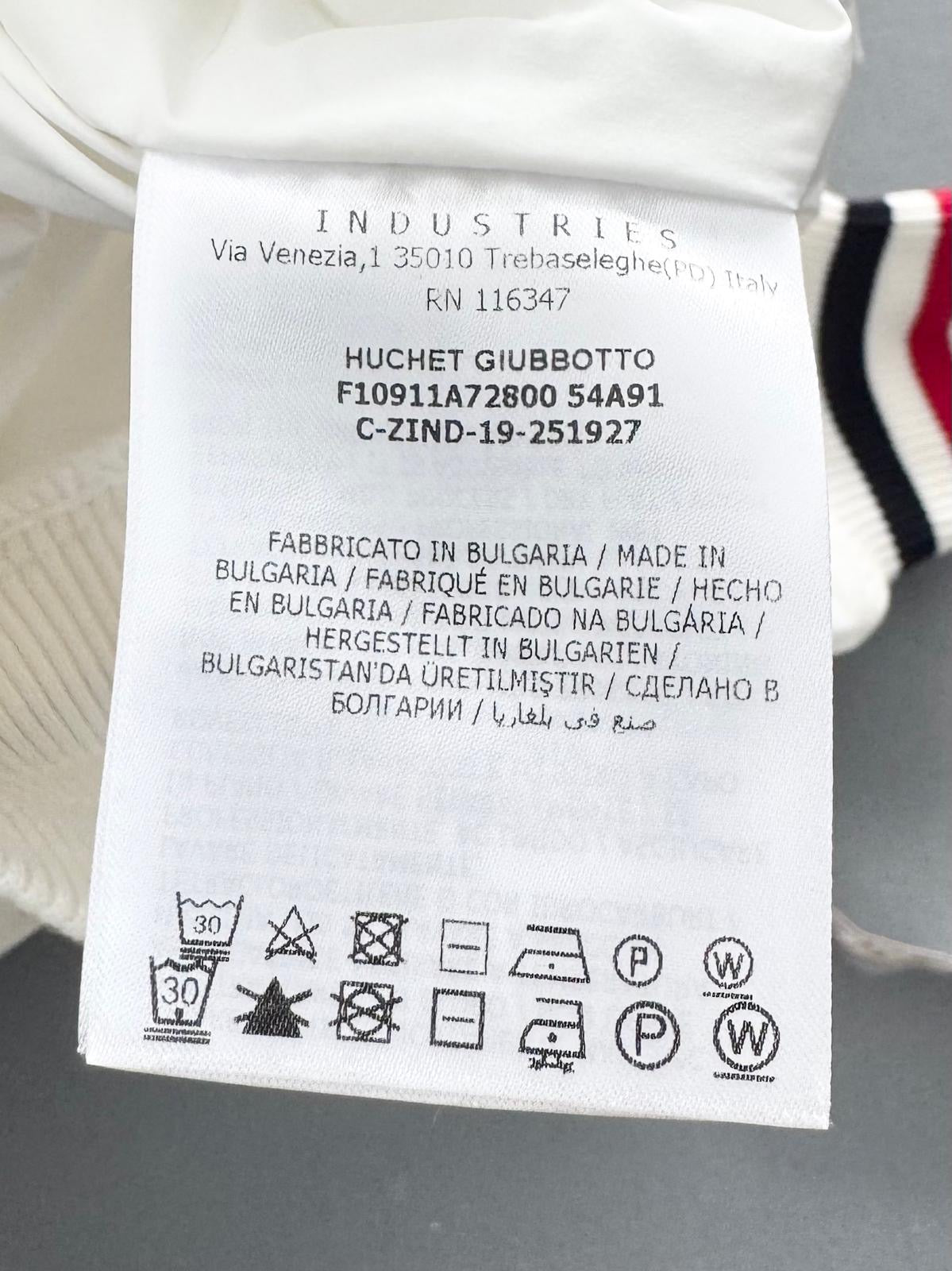 Moncler Hutchet White Bomber Varsity Jacket - Size 3 - PTP 22.5”