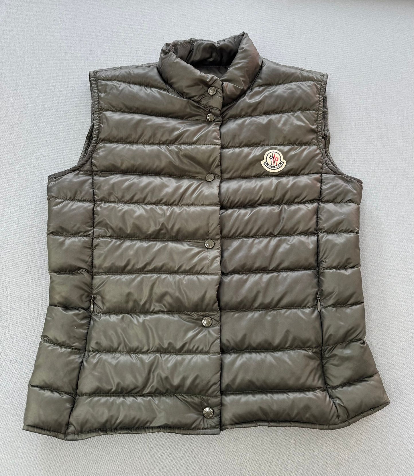 Moncler Liane Gilet In Olive Green - Size 1 (UK8)