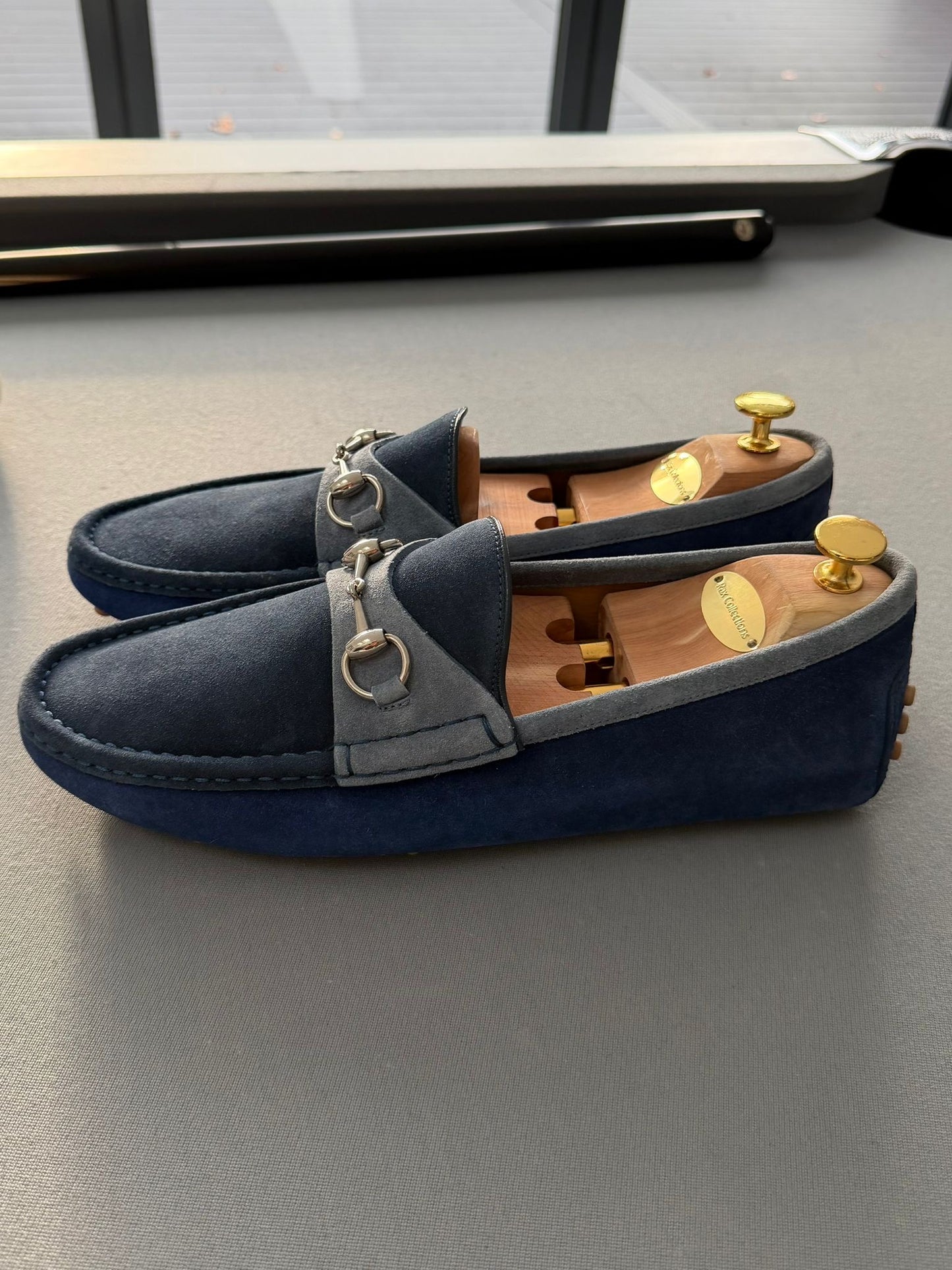 Gucci Navy & Blue Suede Loafers/ Moccasins - Size 9 (EU43)