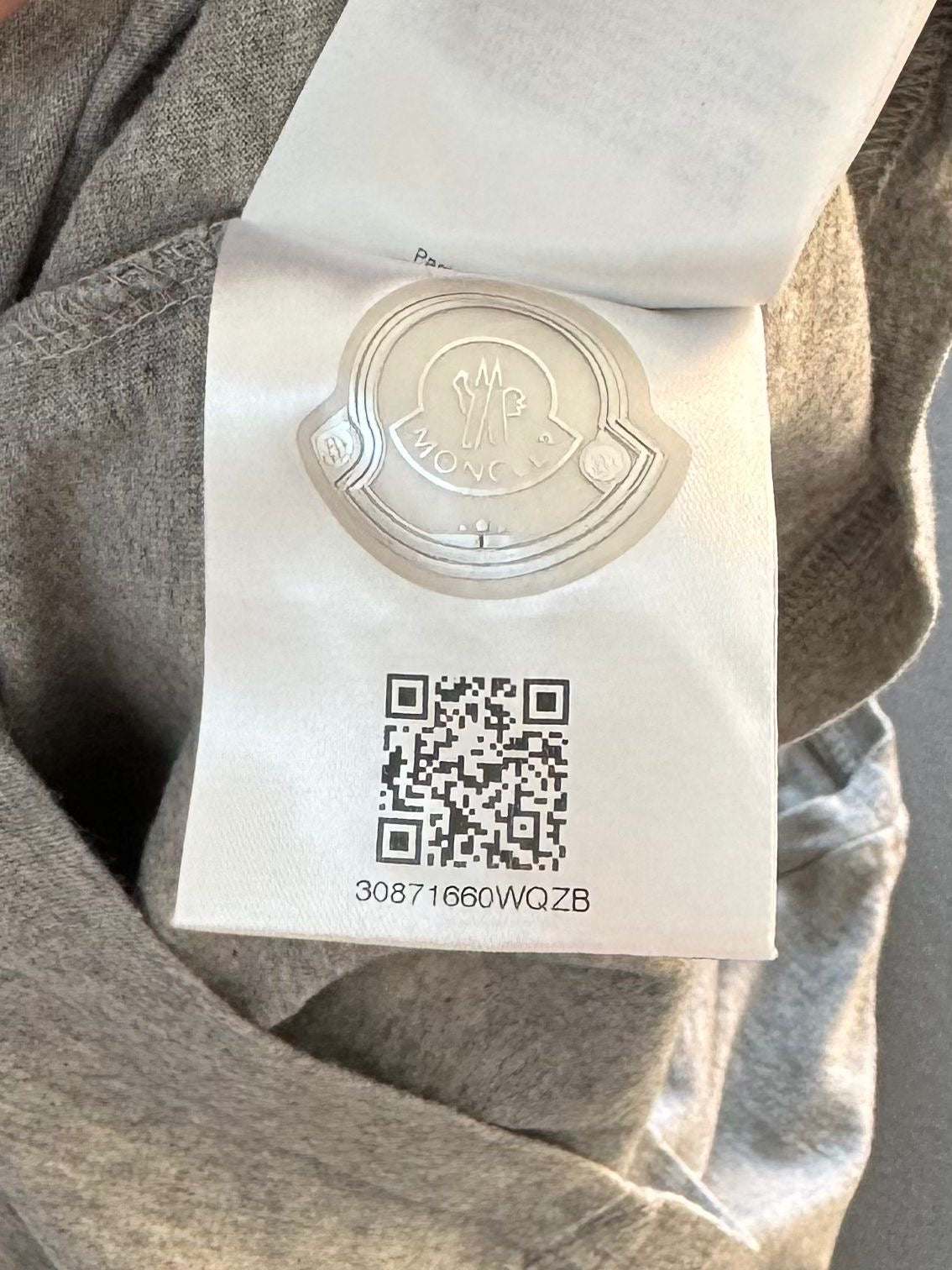 Moncler Grey Logo Patch T-Shirt (Small)