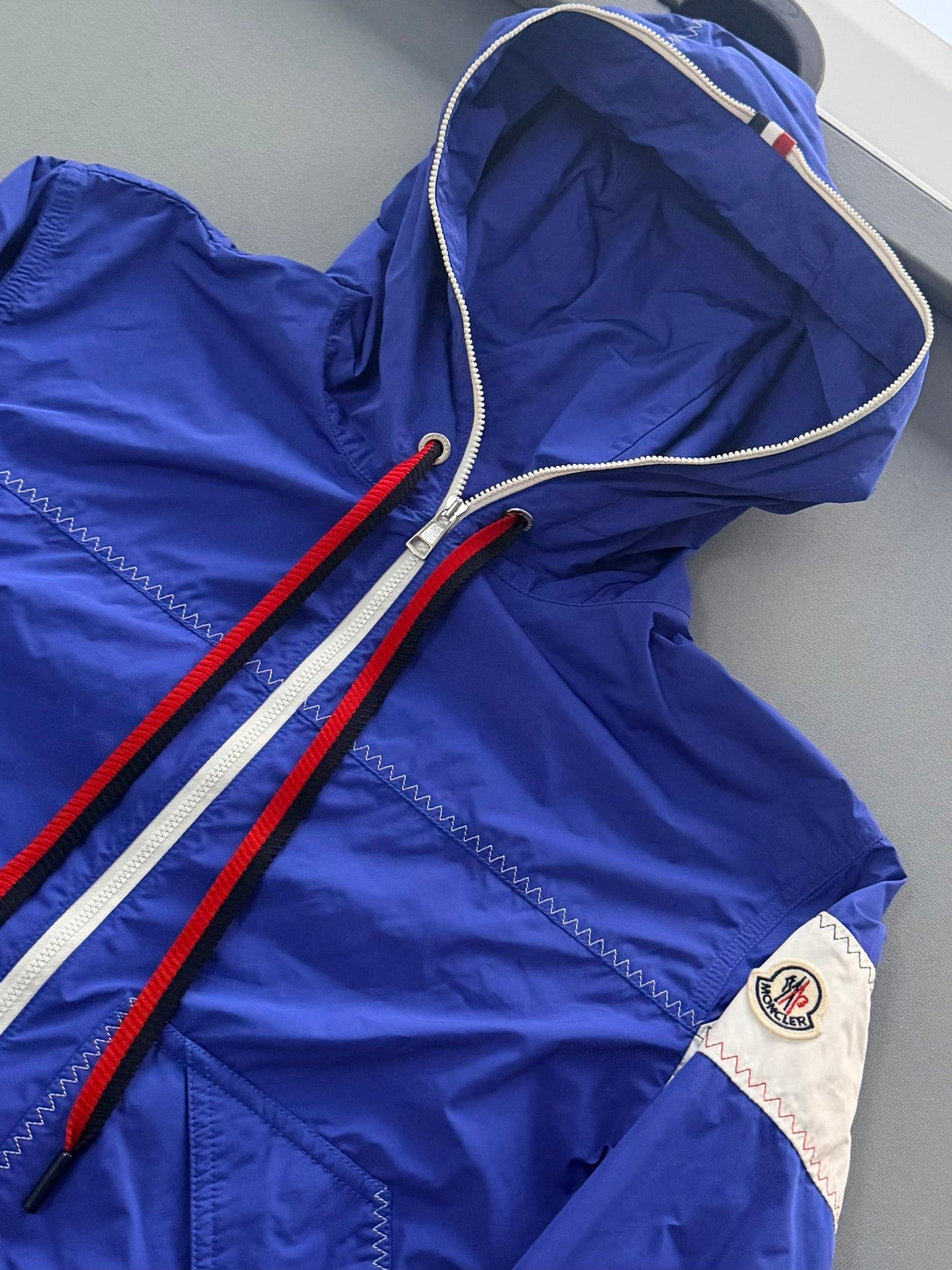 Moncler Blue Fujio Logo-Appliquéd Shell Hooded Jacket - Size 3 (24''ptp)