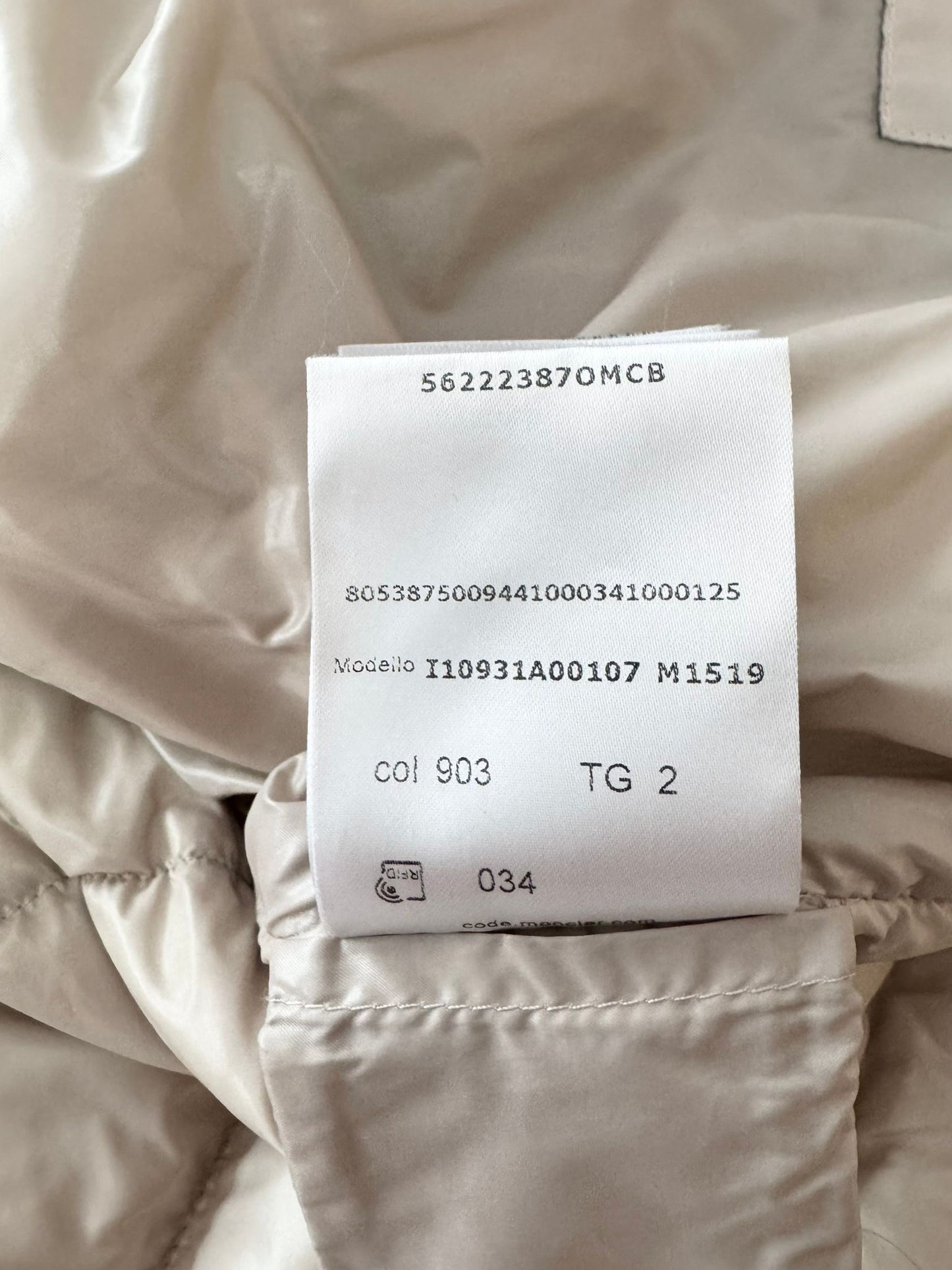 Moncler Beige Cayeux Wool Blend Down Jacket - Size 2 (UK10-12)