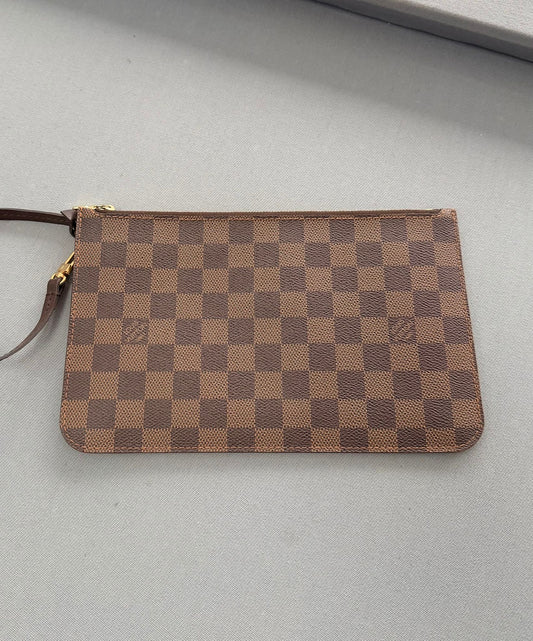 Louis Vuitton Damier Ebene Neverfull Pochette With Wristlet Strap Authentic Pre-Loved UK | Westin High End