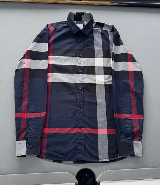 Burberry Navy Somerton Long Sleeve Check Shirt - Medium (21.5''ptp)