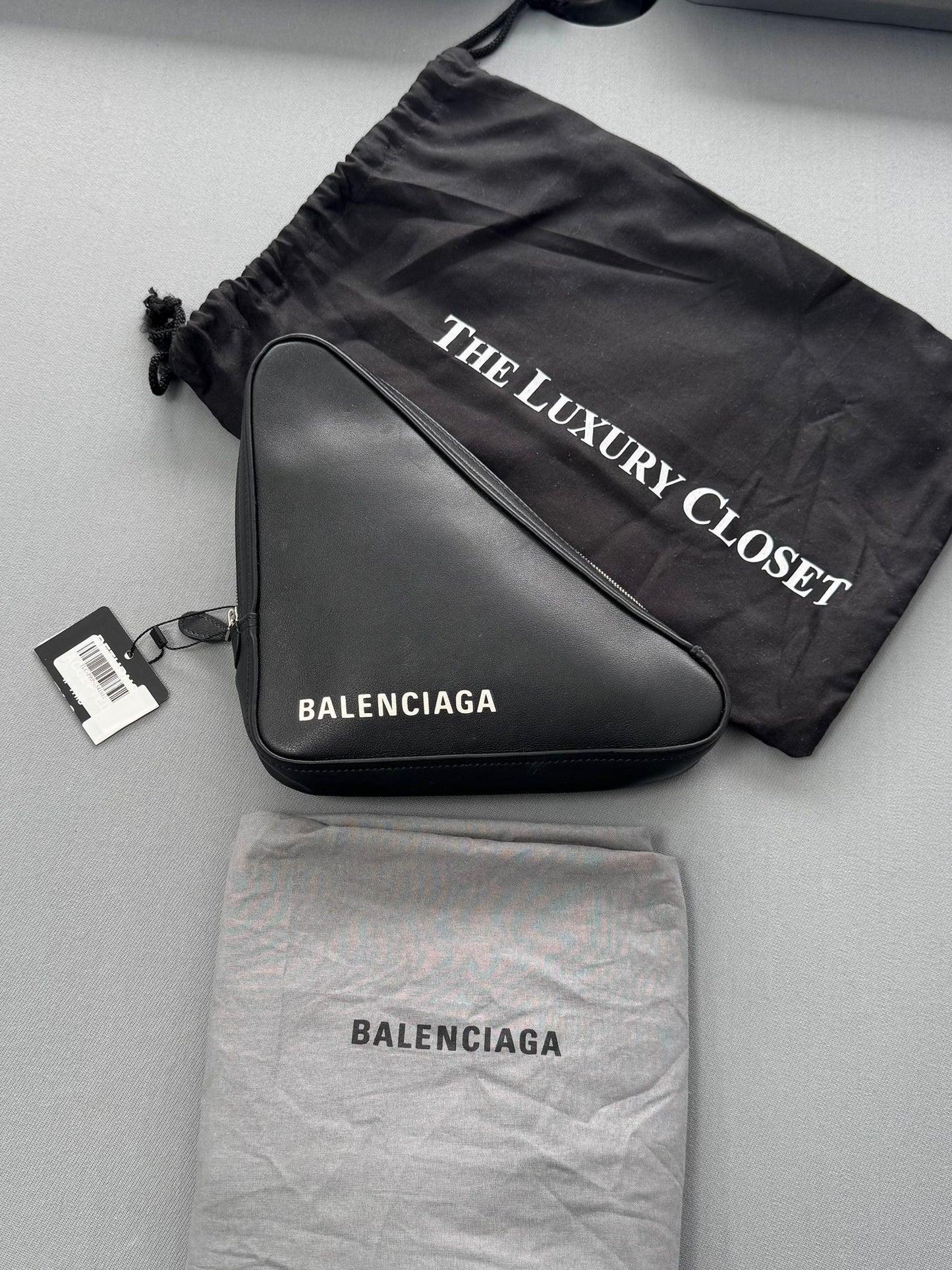 Balenciaga Triangle Black Leather Clutch Bag