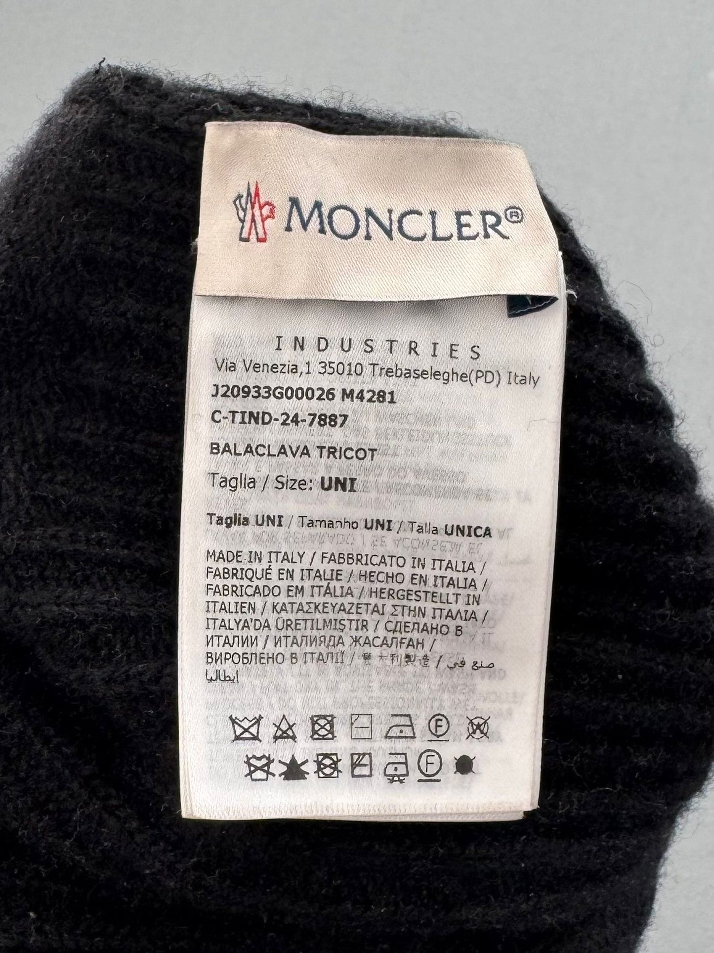 Moncler Black Balaclava - One Size