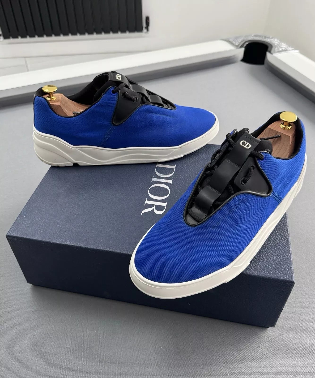 Dior Blue Canvas Runners B17 Lace Up Trainers - Size UK 11 (EU 45)